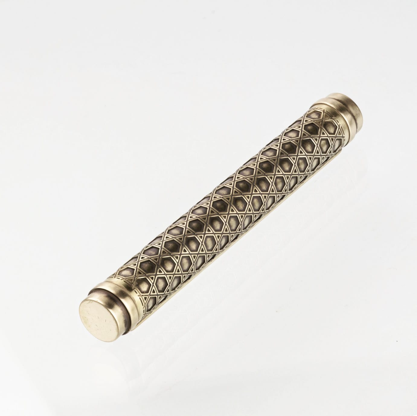 Brass Round Mezuzah Star of David Design | With Rings