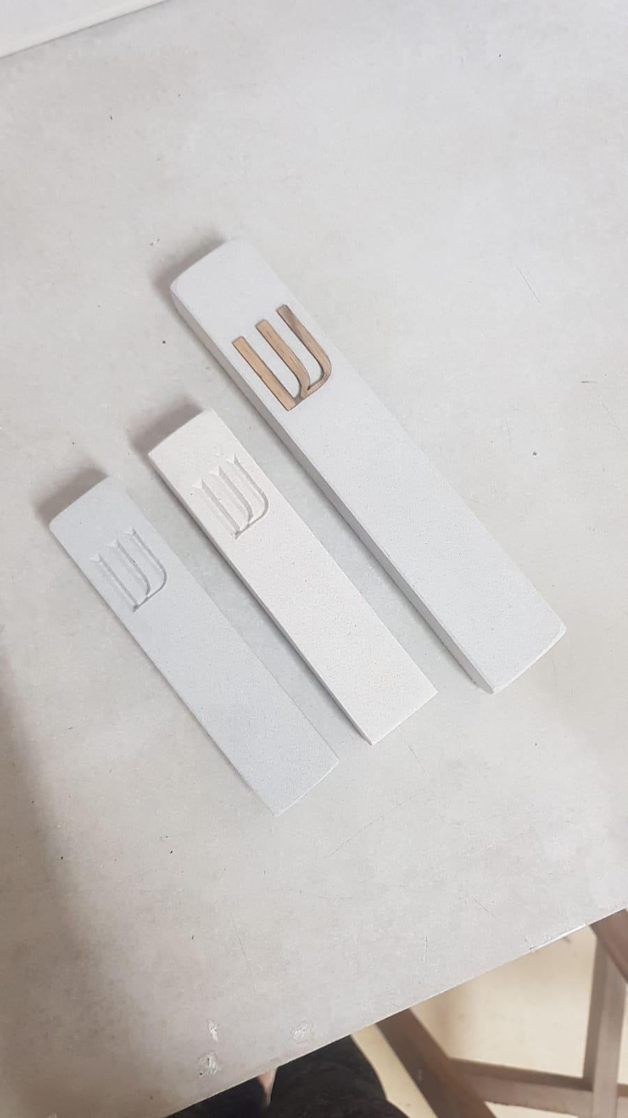 Concrete Gray Mezuzah | Debossed Traditional Shin