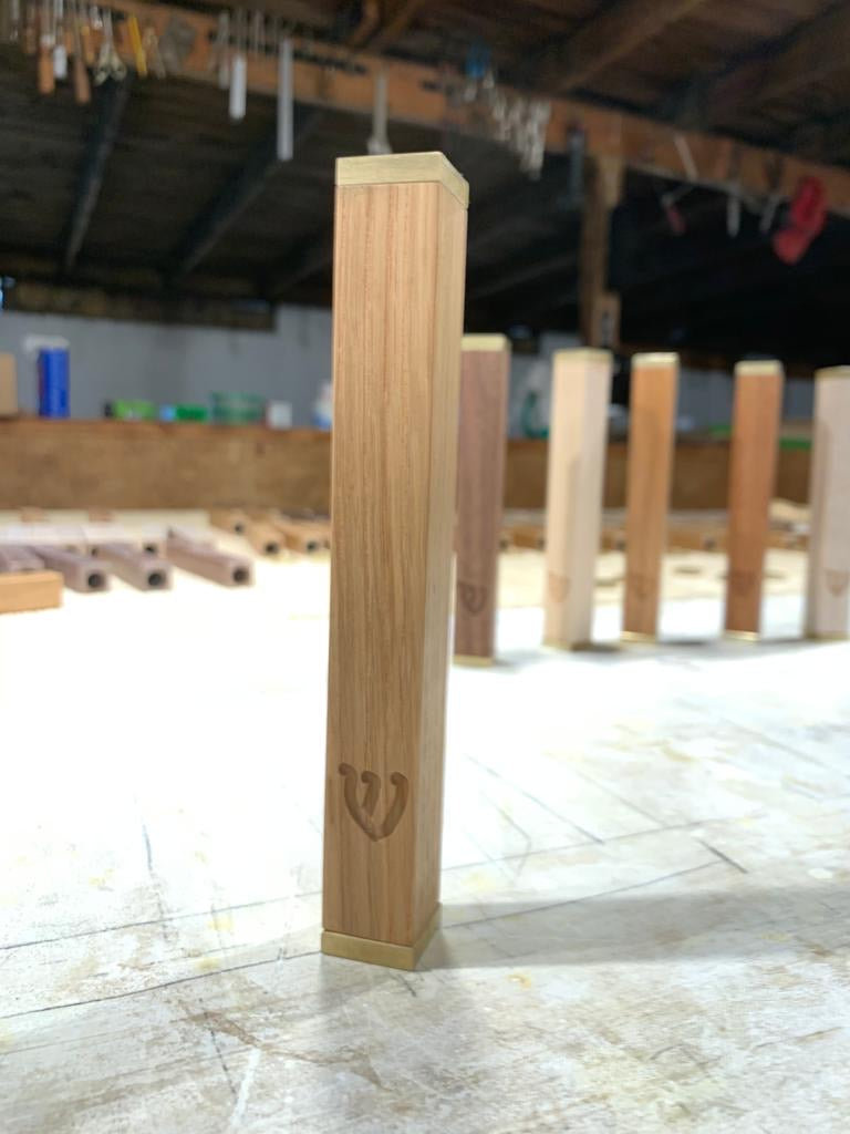 Solid Oak Mezuzah + Brass Caps