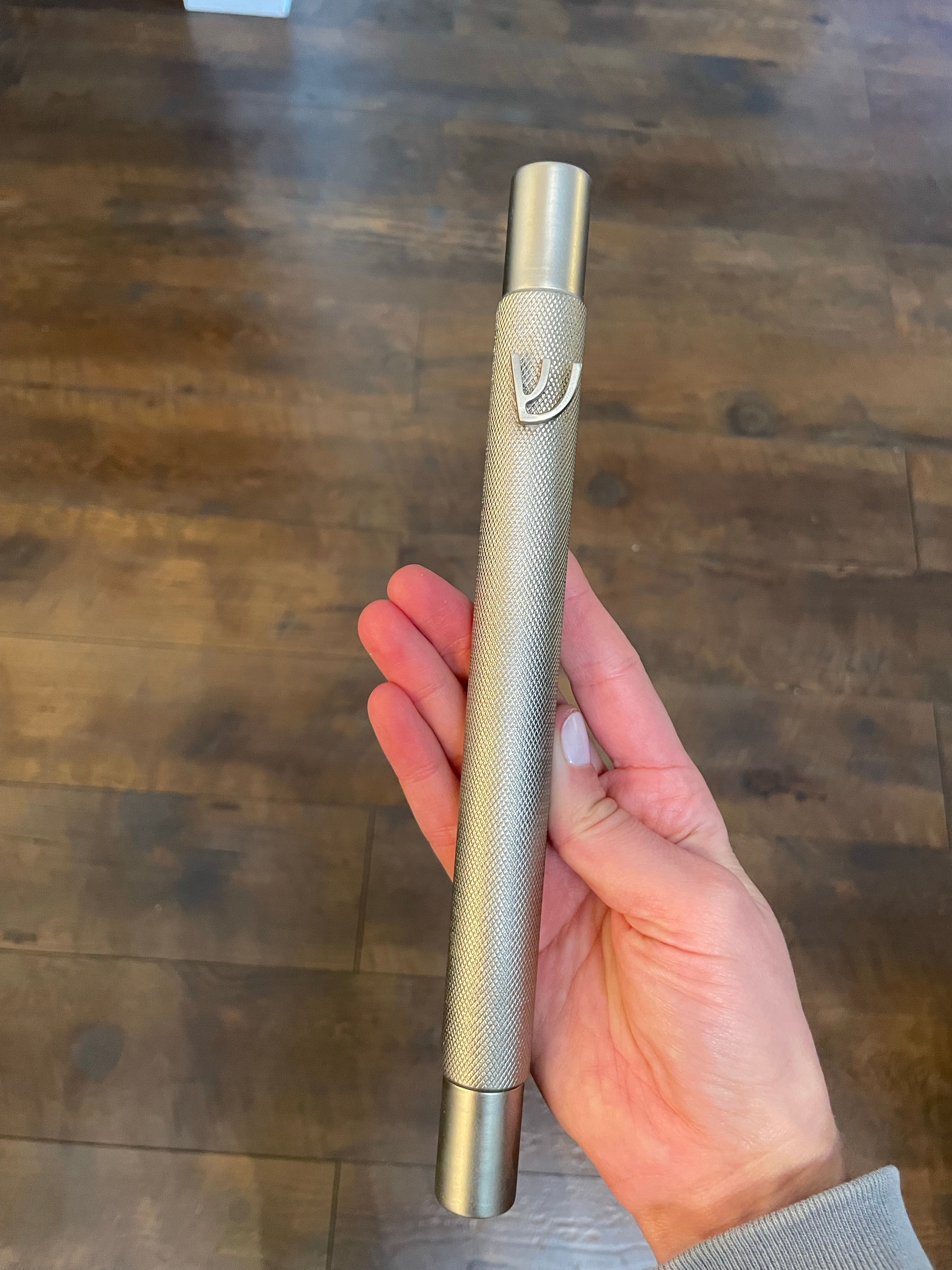 Textured Mezuzah Large Shin | Nickel Matte