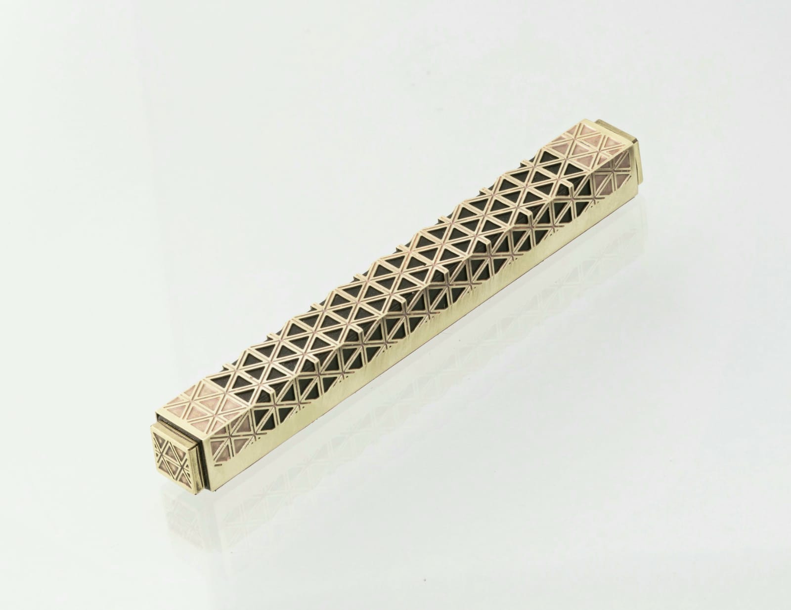 Black Square Mezuzah Star of David Design | Brass over anodized aluminum