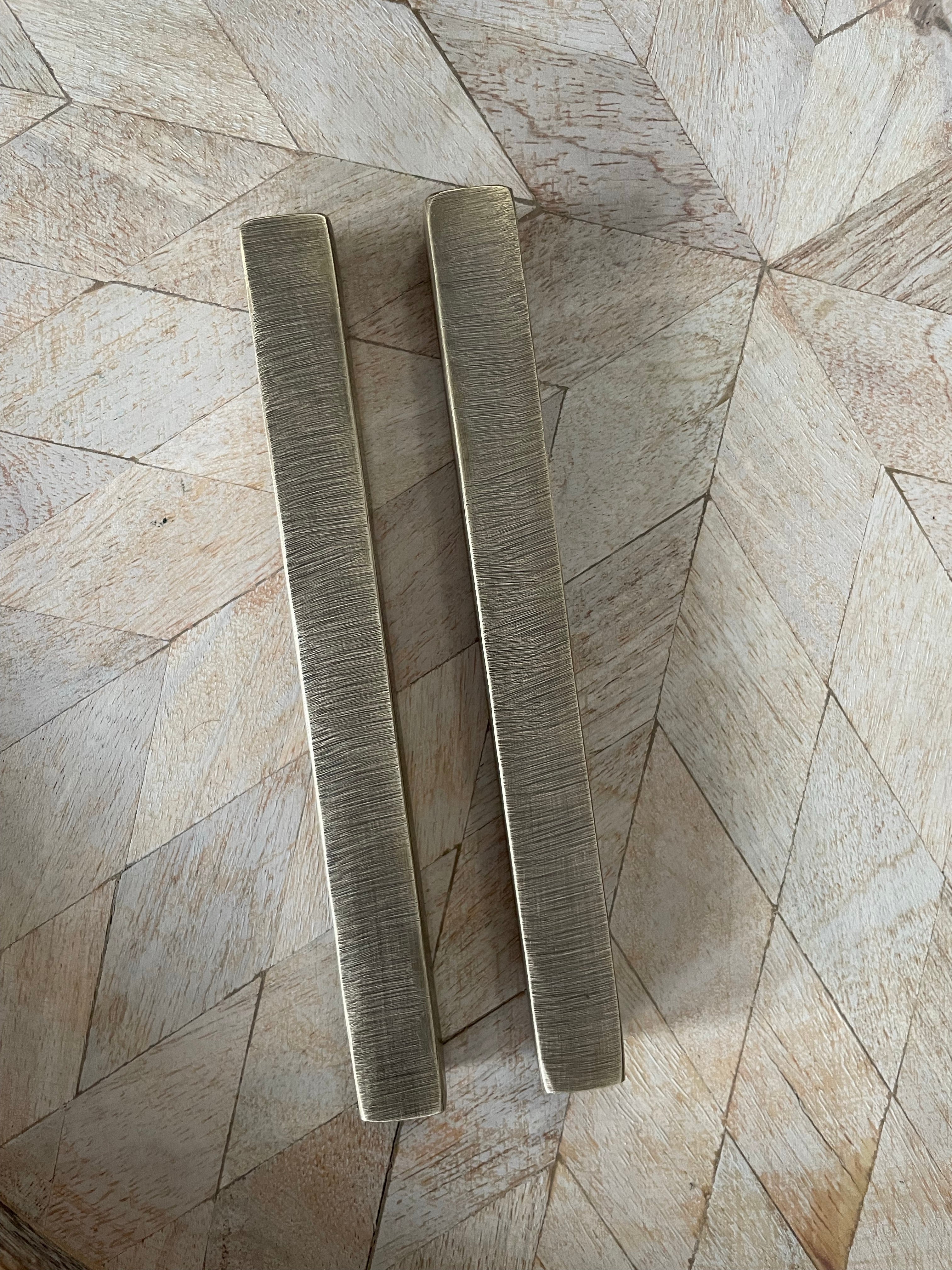 Rectangle Mezuzah with textured surface | Brass