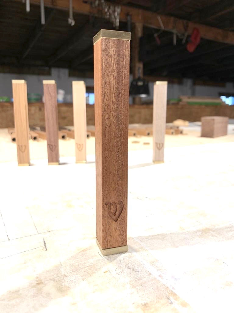 Mahogany Wood Mezuzah | Brass Caps