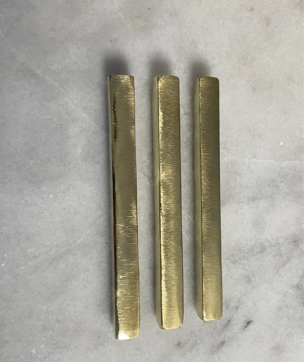 Rectangle Mezuzah with textured surface | Shiny Brass