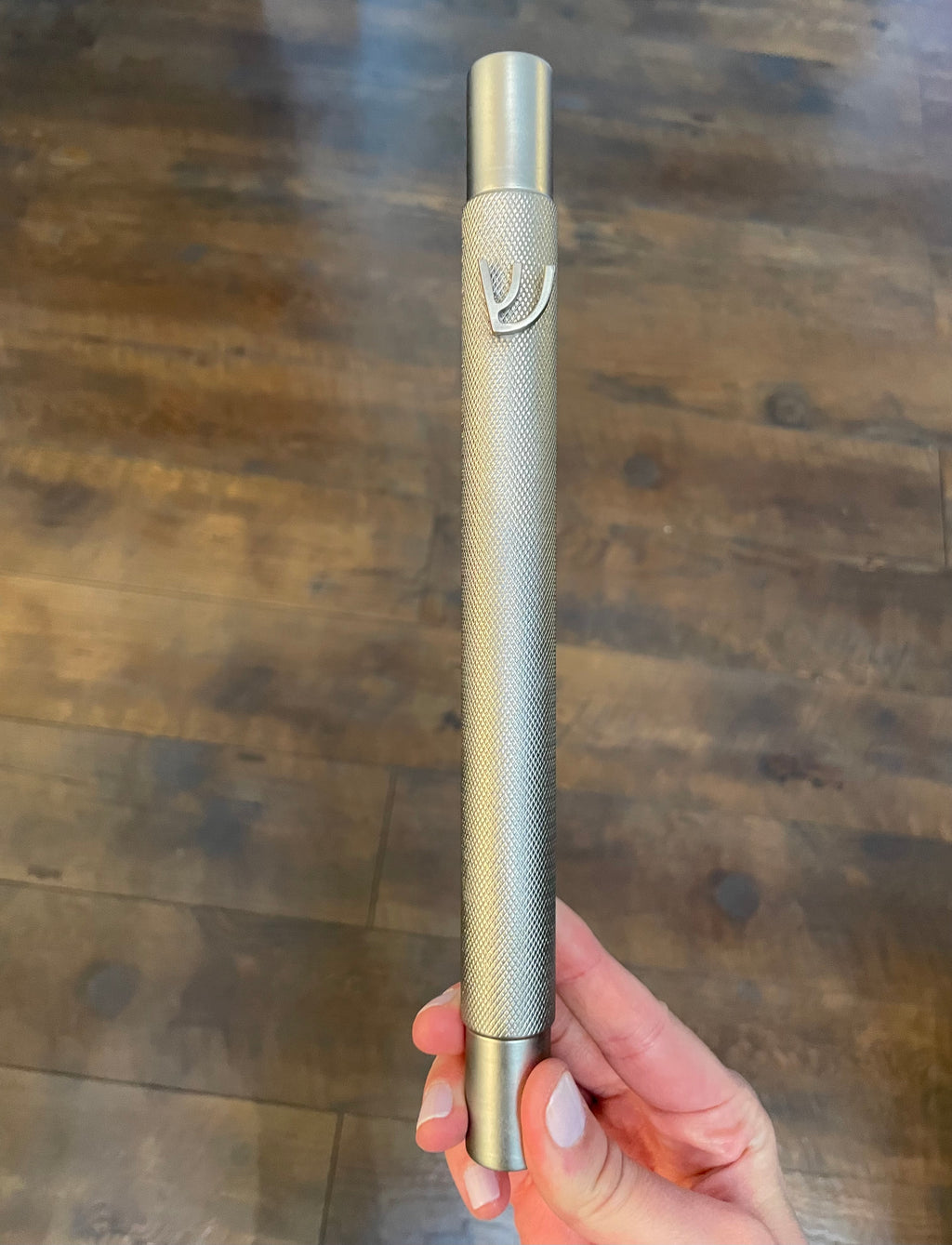 Textured Mezuzah Large Shin | Nickel Matte