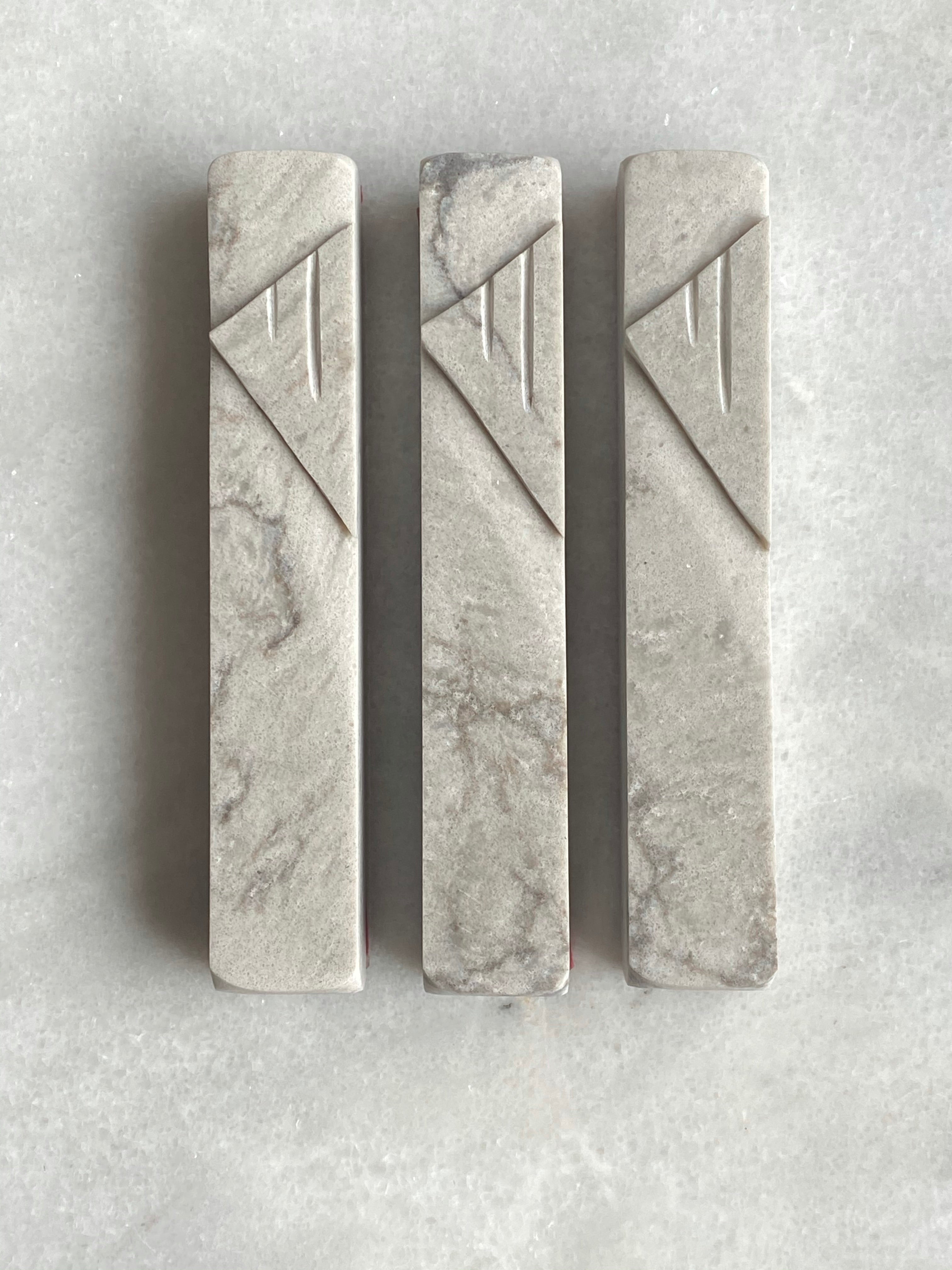Light Stormy Mezuzah | Whole Stone Carved