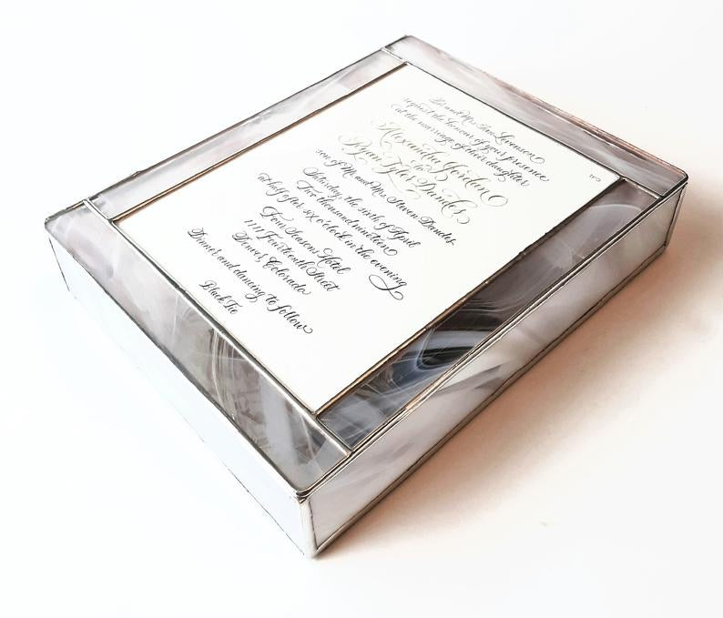 Stained glass invitation keepsake box — The Modern Mezuzah