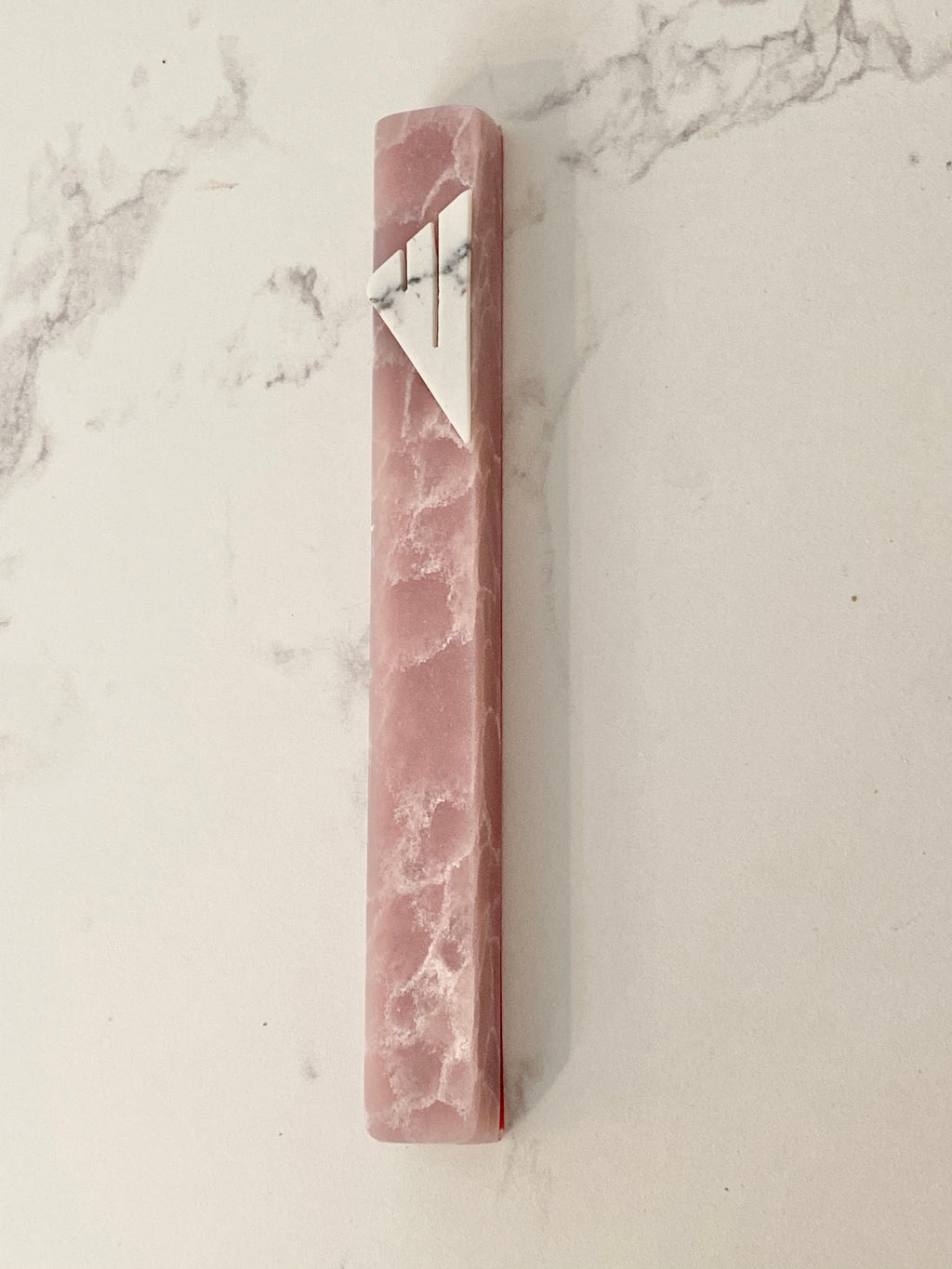 Rose Pink Quartz Mezuzah Carrara Shin