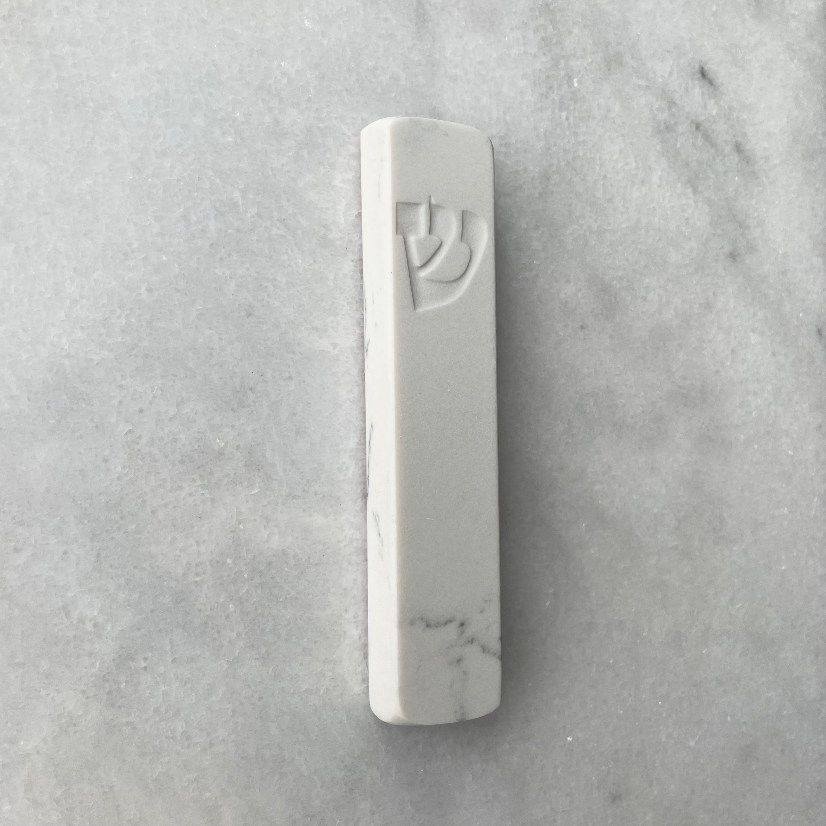 Carrara Mezuzah | Engraved Shin