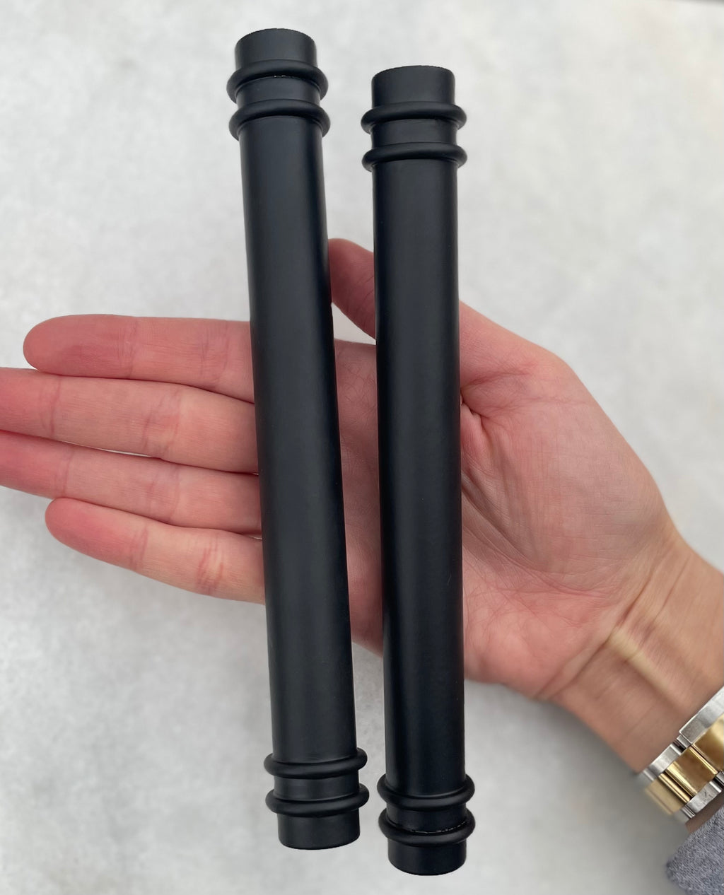 Black Matte Tubular Mezuzah | With Rings