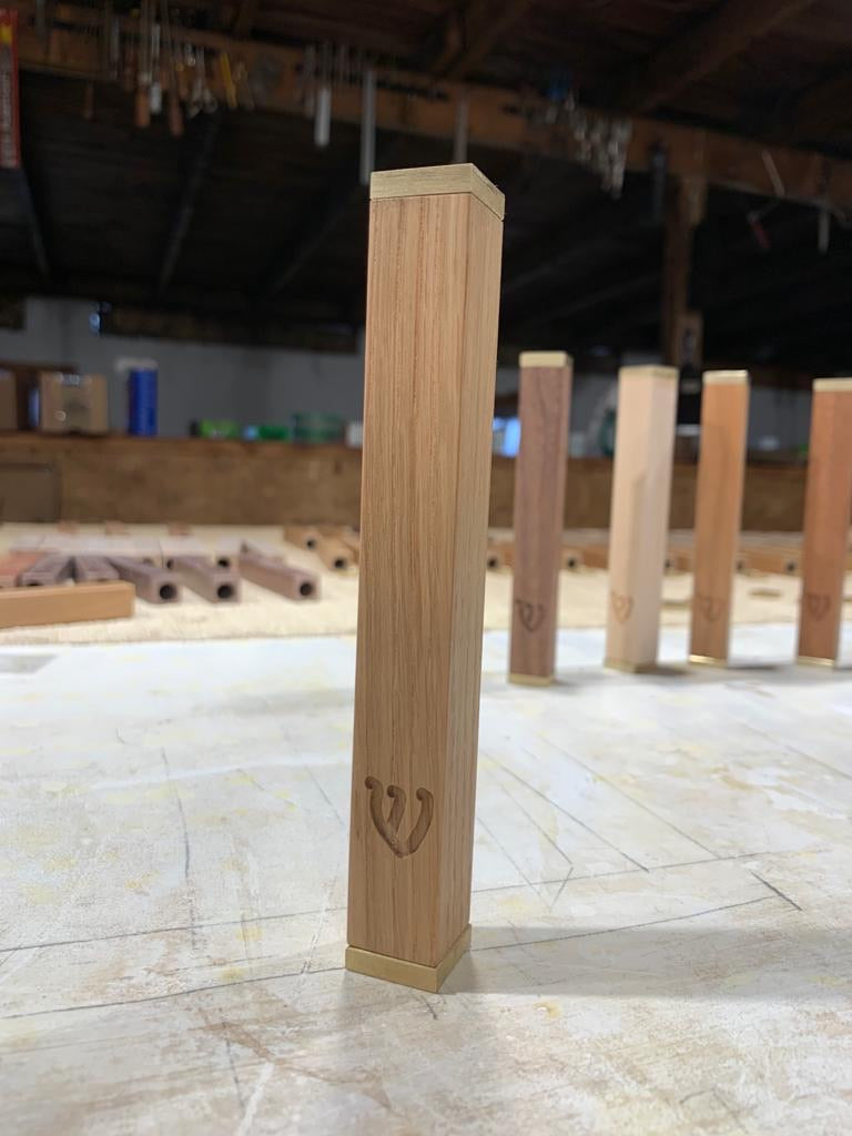 Solid Oak Mezuzah + Brass Caps