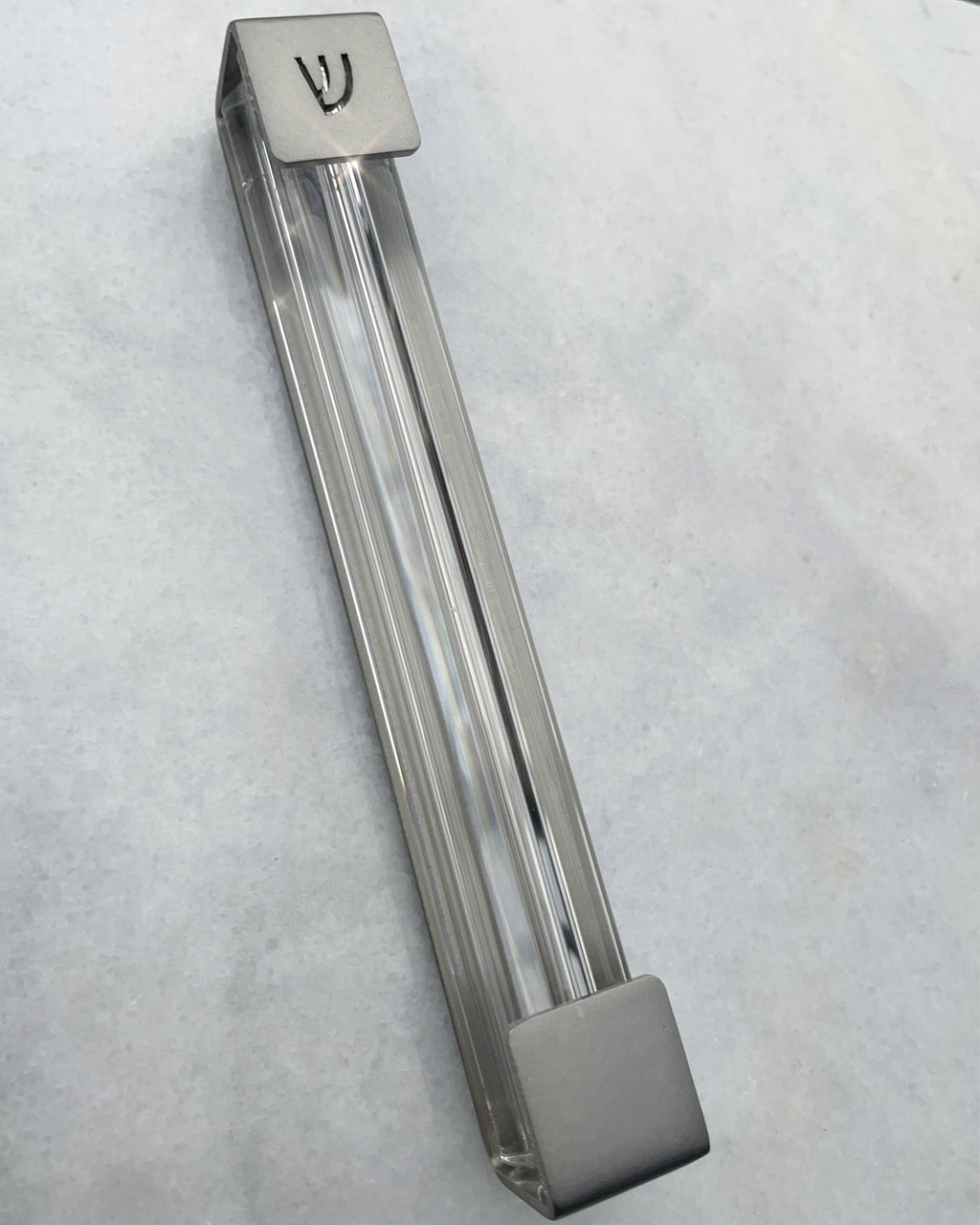 Matte Nickel + Crystal Mezuzah