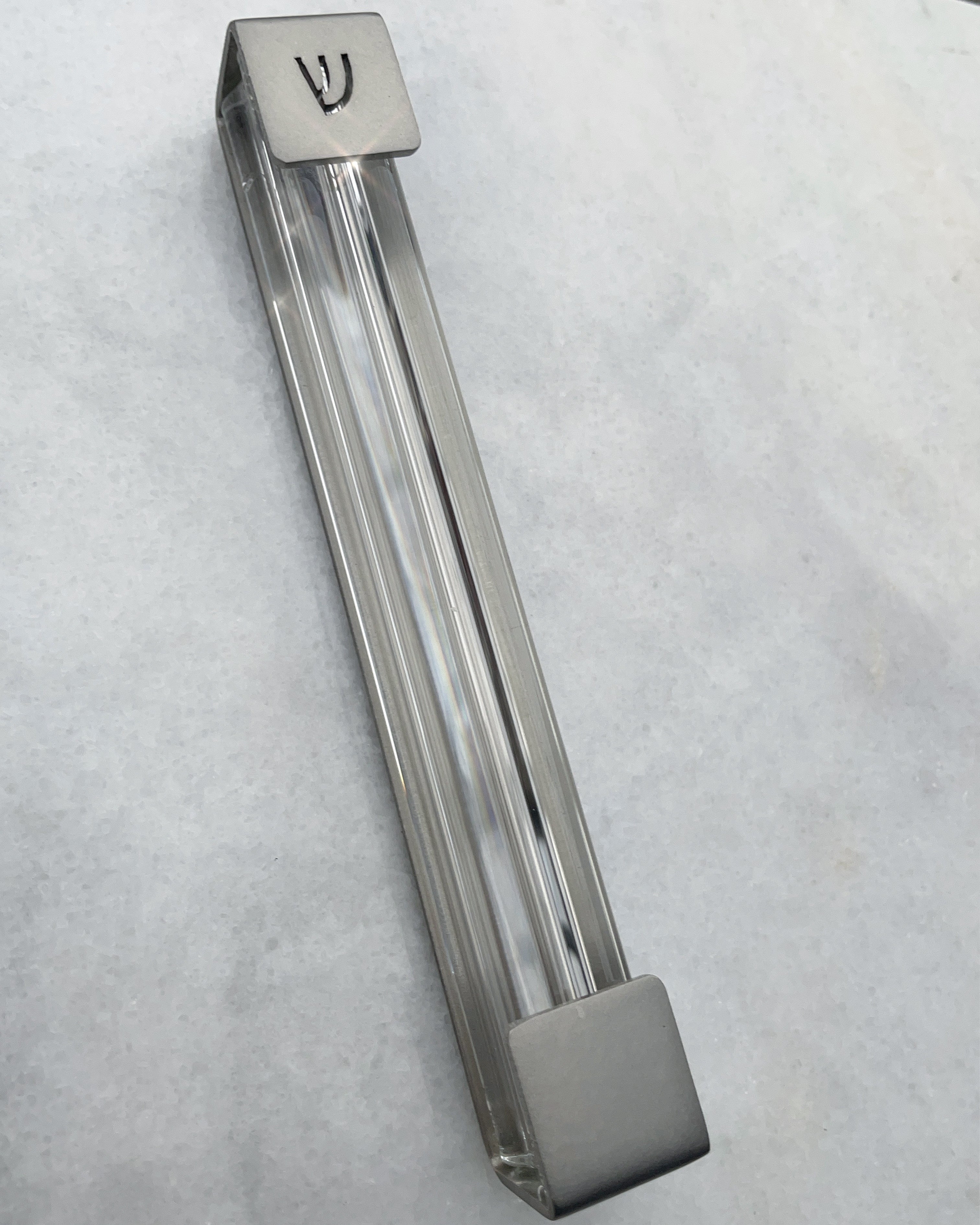 Matte Nickel + Crystal Mezuzah