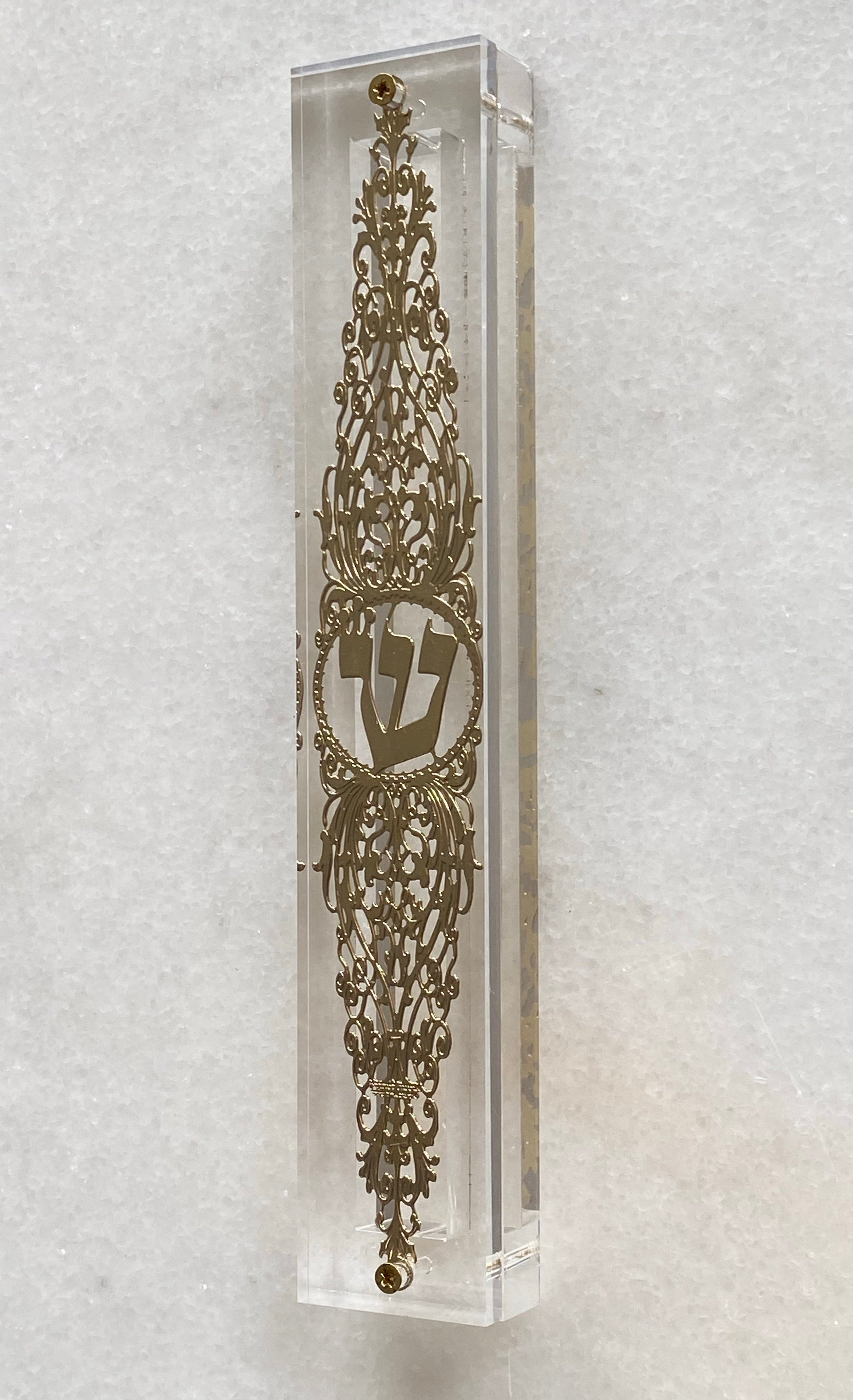 Acrylic 24K Gold Plated Mezuzah Ornate