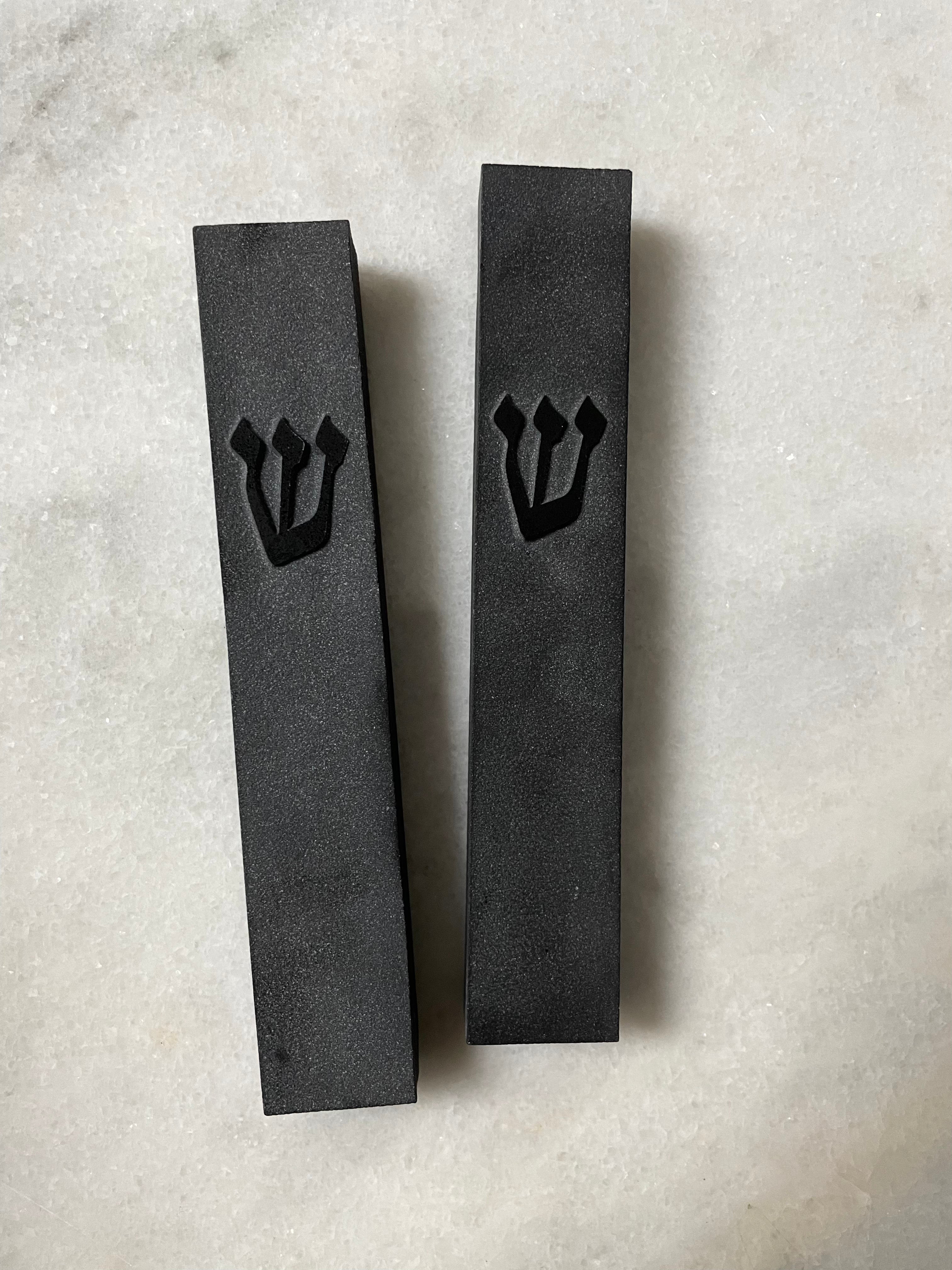 Jerusalem Stone Mezuzah – Matte Black