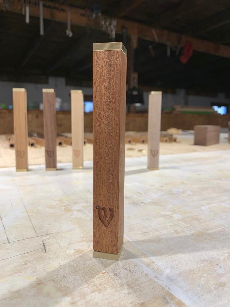Mahogany Wood Mezuzah | Brass Caps