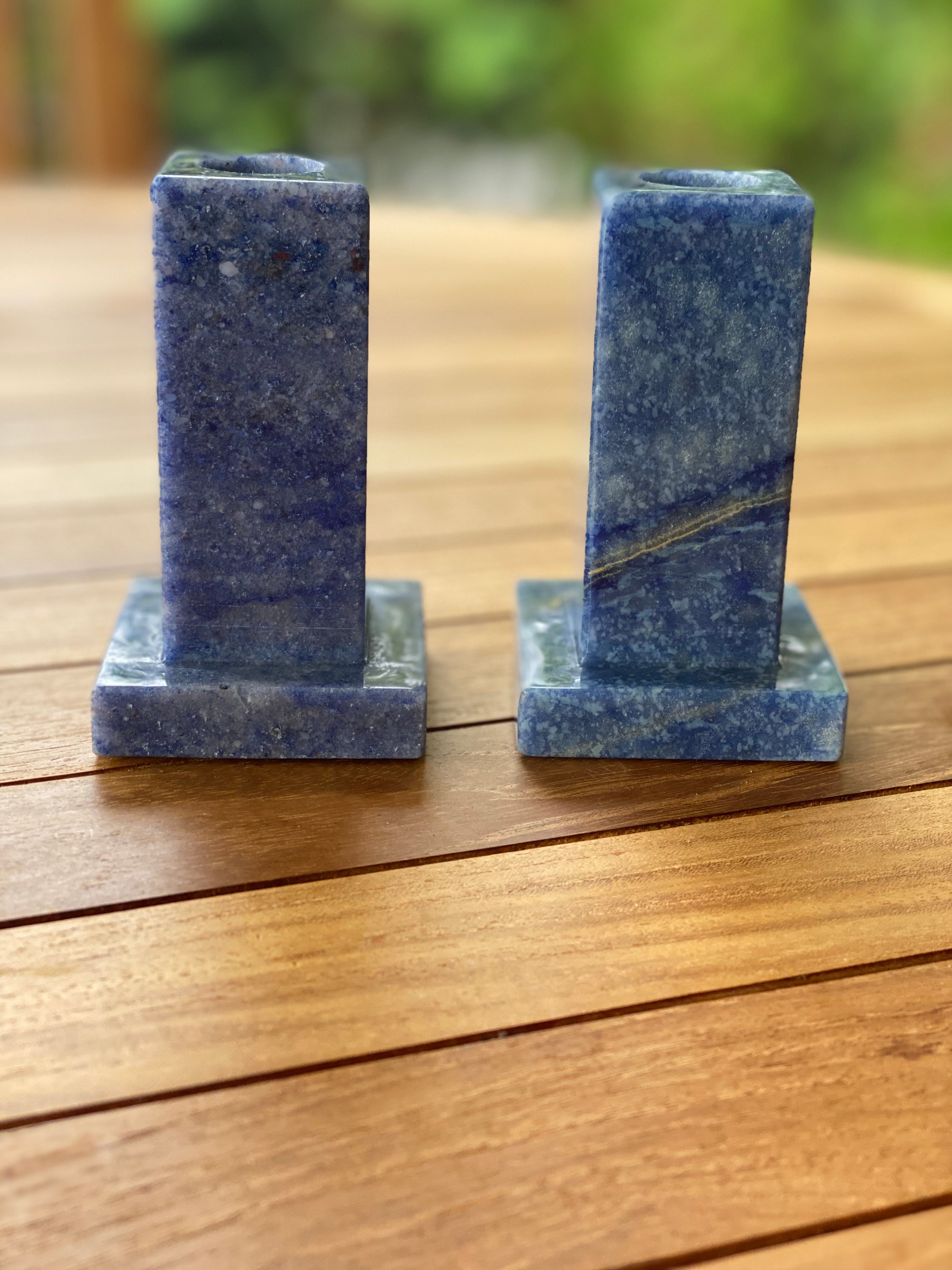Sodalite Candlesticks Straight Edged
