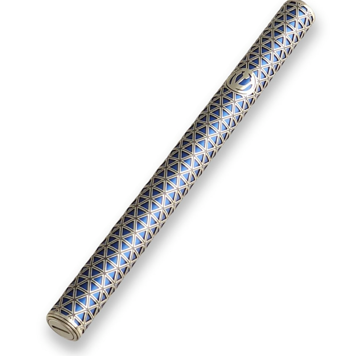 Brass Round Mezuzah design | Blue Anodized Aluminum