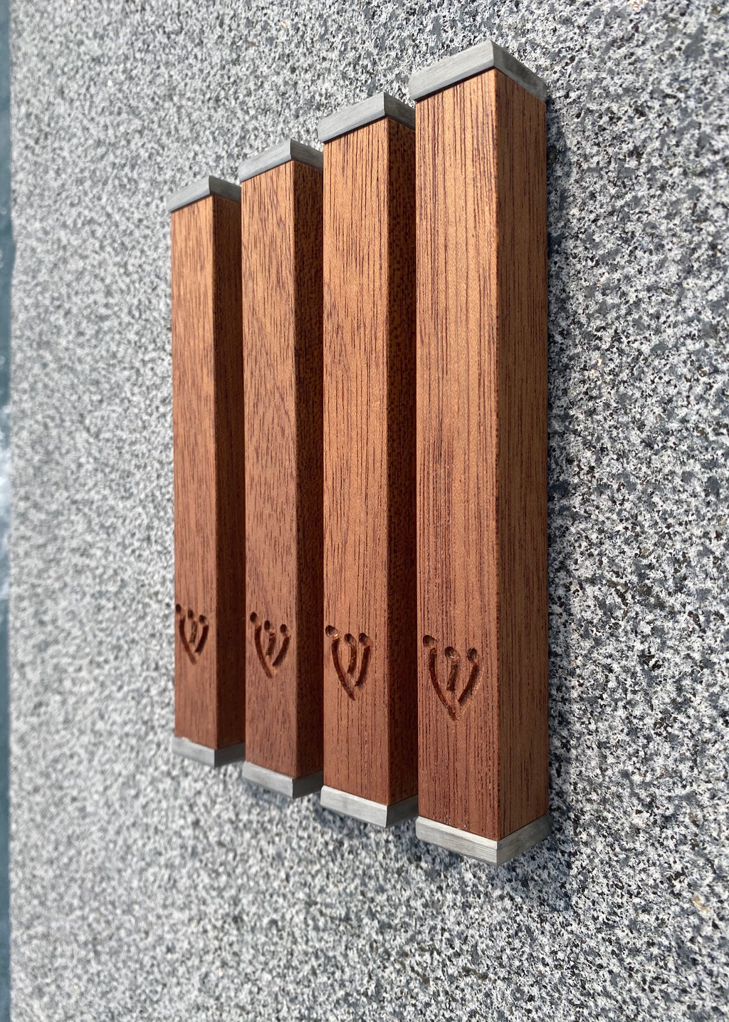 Mahogany Wood Mezuzah | Stainless Steel