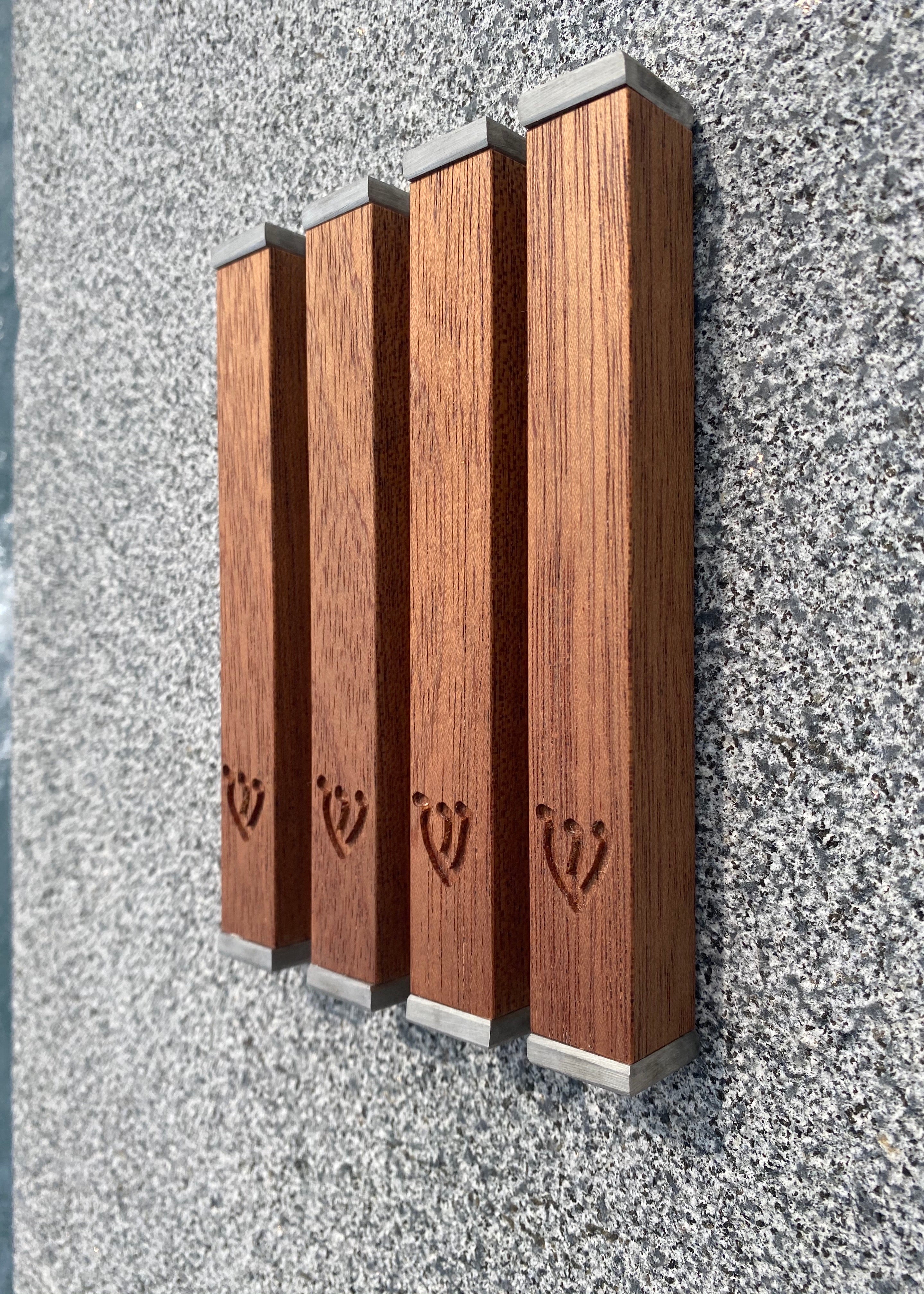 Mahogany Wood Mezuzah | Stainless Steel
