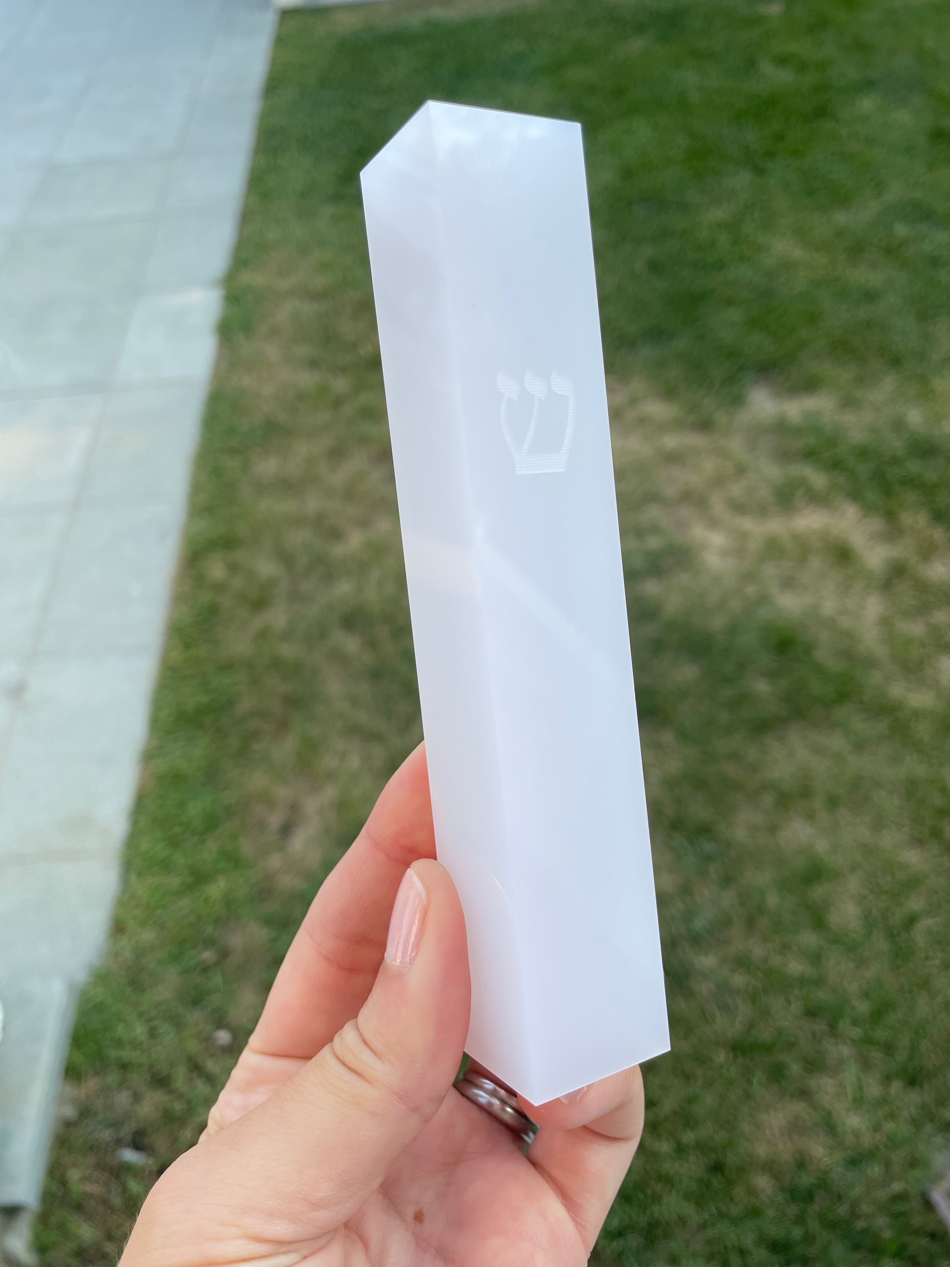 White Lucite Engraved Shin