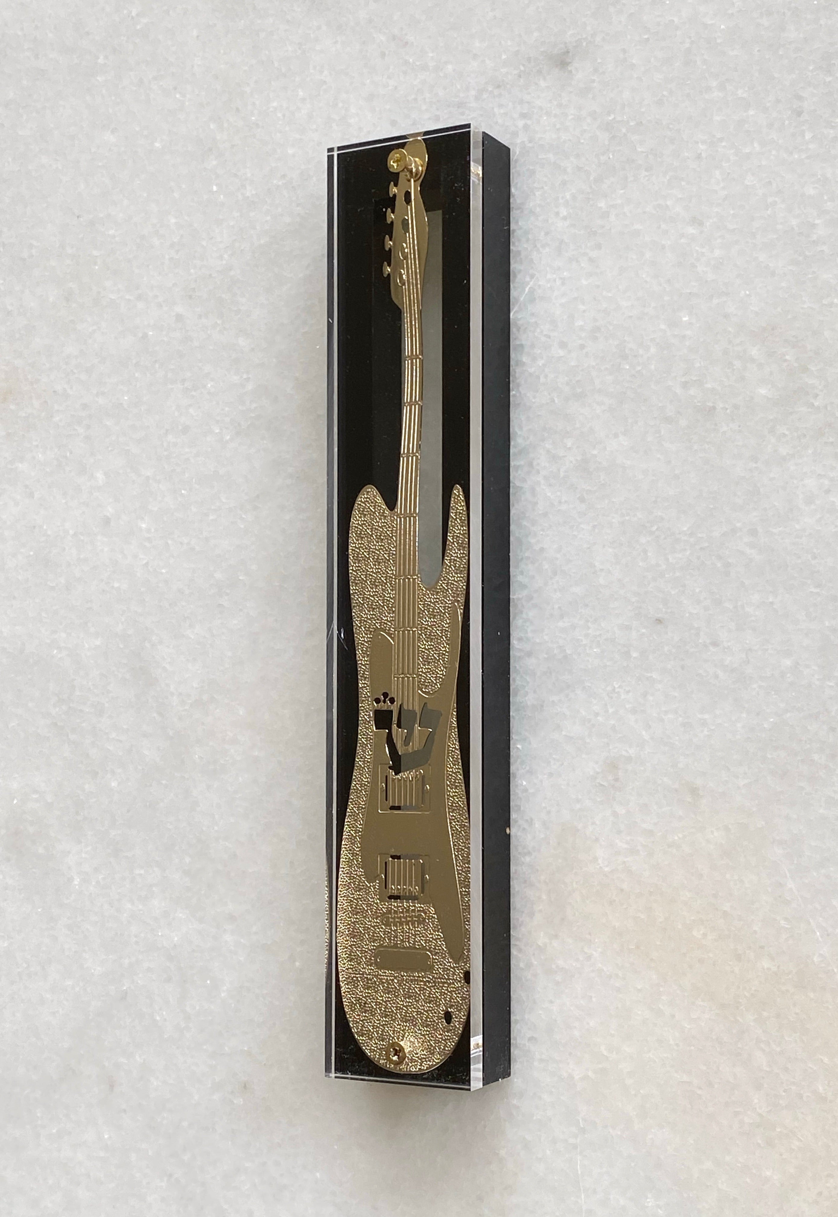 Guitar Acrylic & Black 24K Gold Plated Mezuzah
