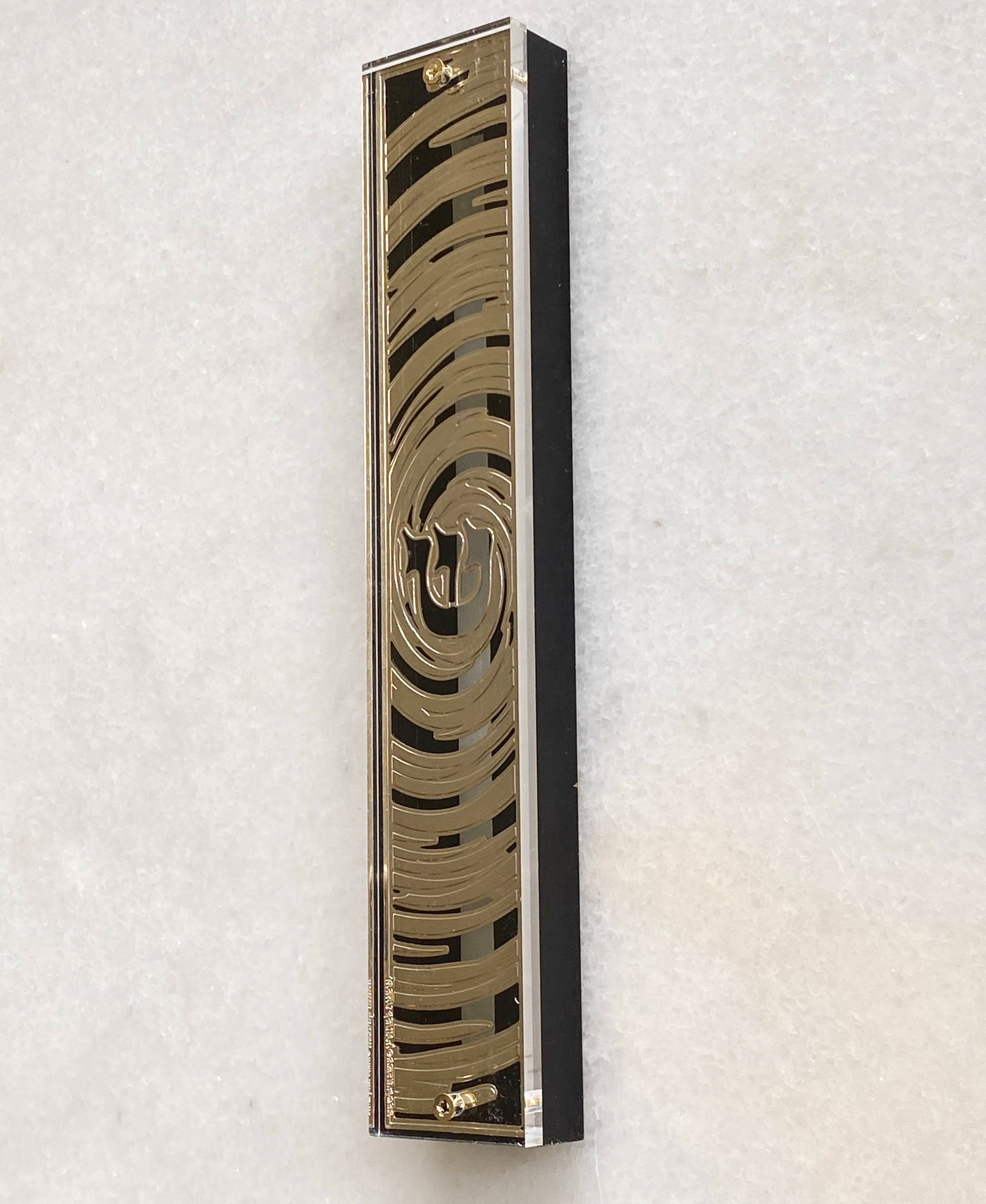 Acrylic & Black 24K Gold Plated Mezuzah Eye of the Storm