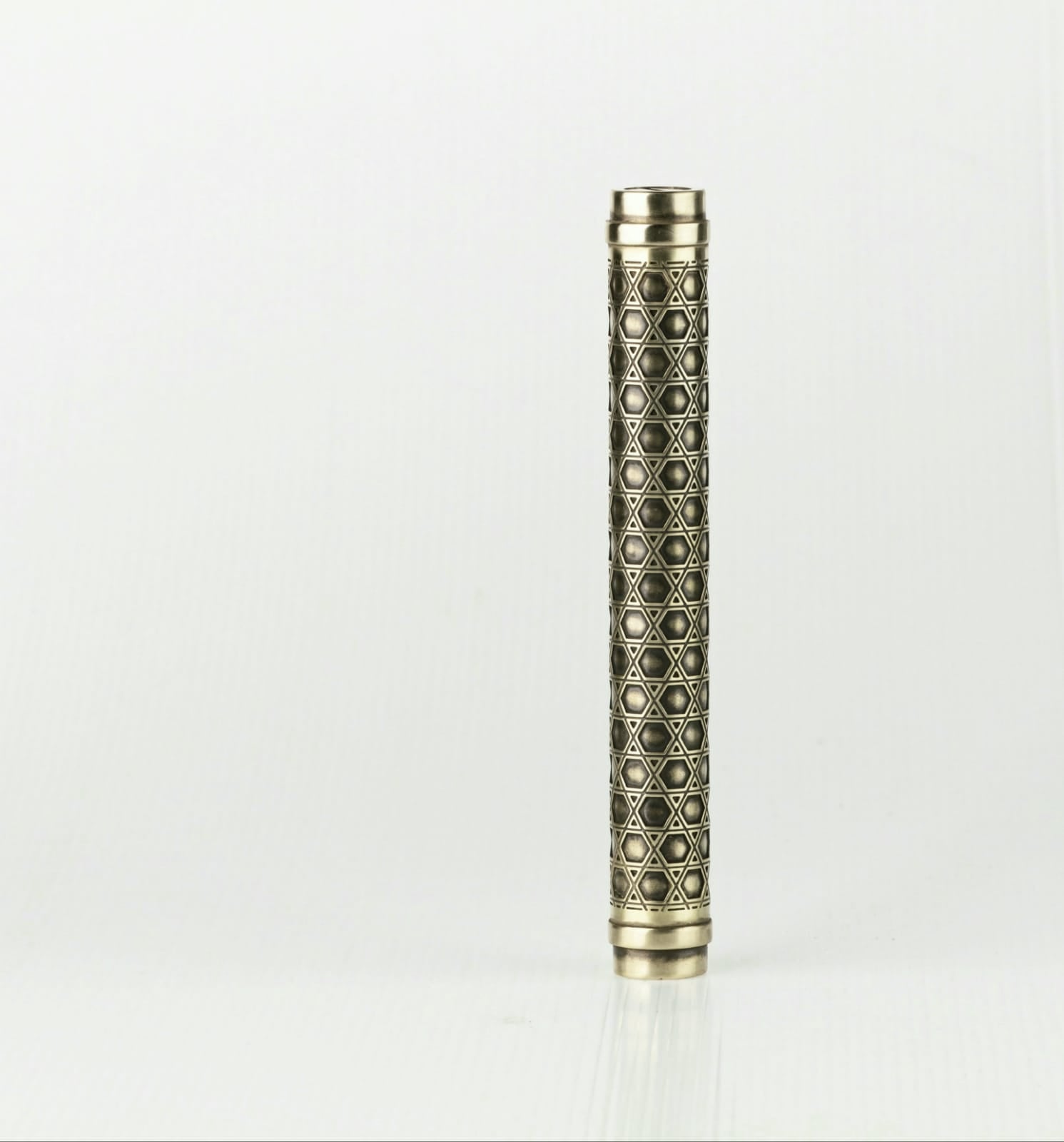 Brass Round Mezuzah Star of David Design | With Rings