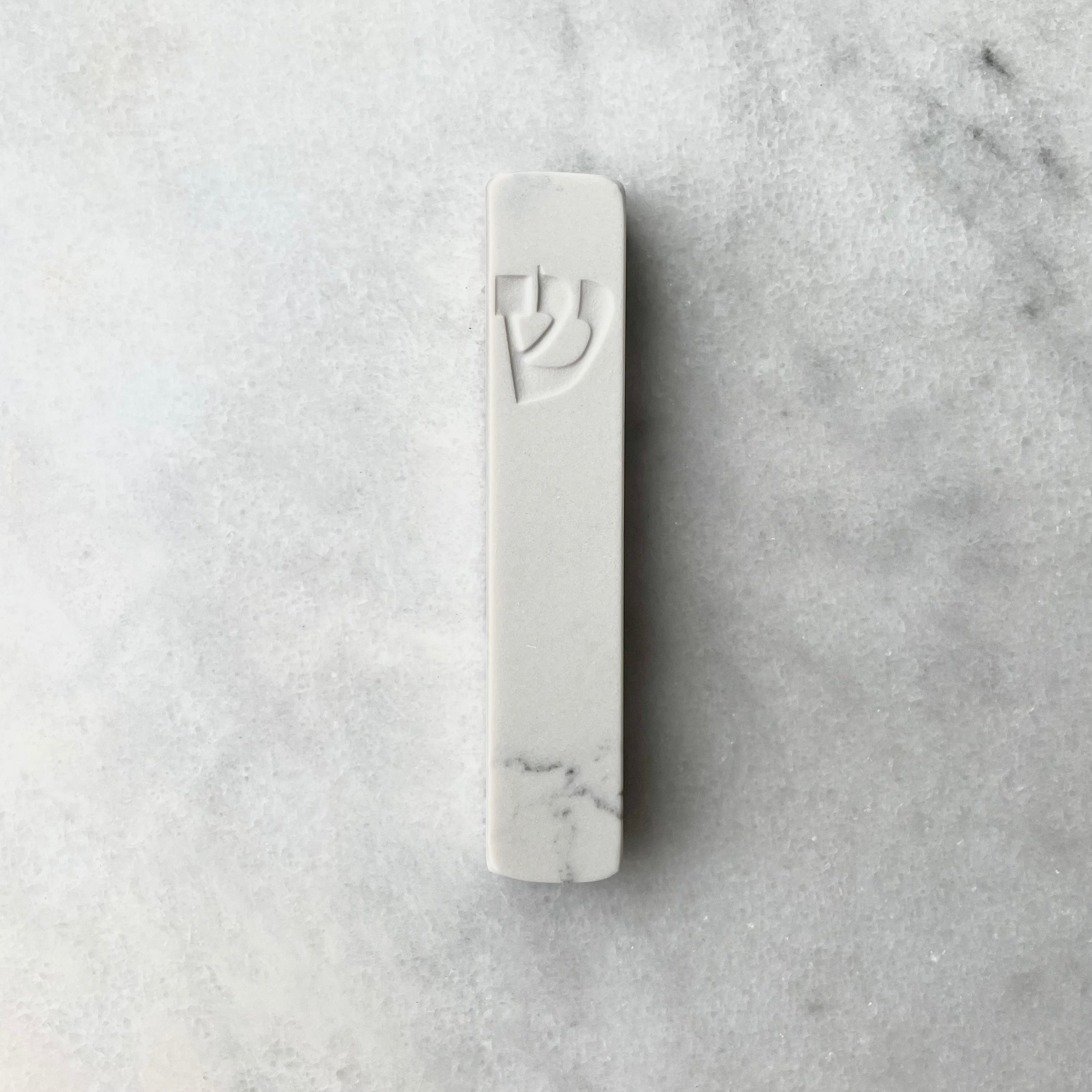Carrara Mezuzah | Engraved Shin