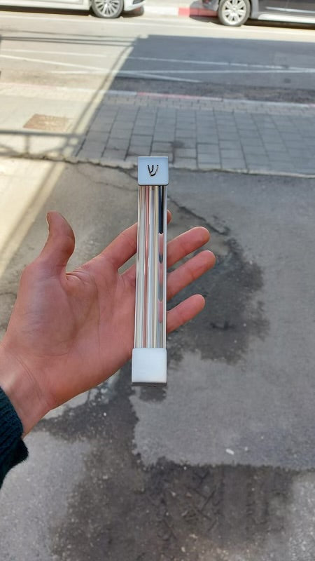 Matte Nickel + Crystal Mezuzah