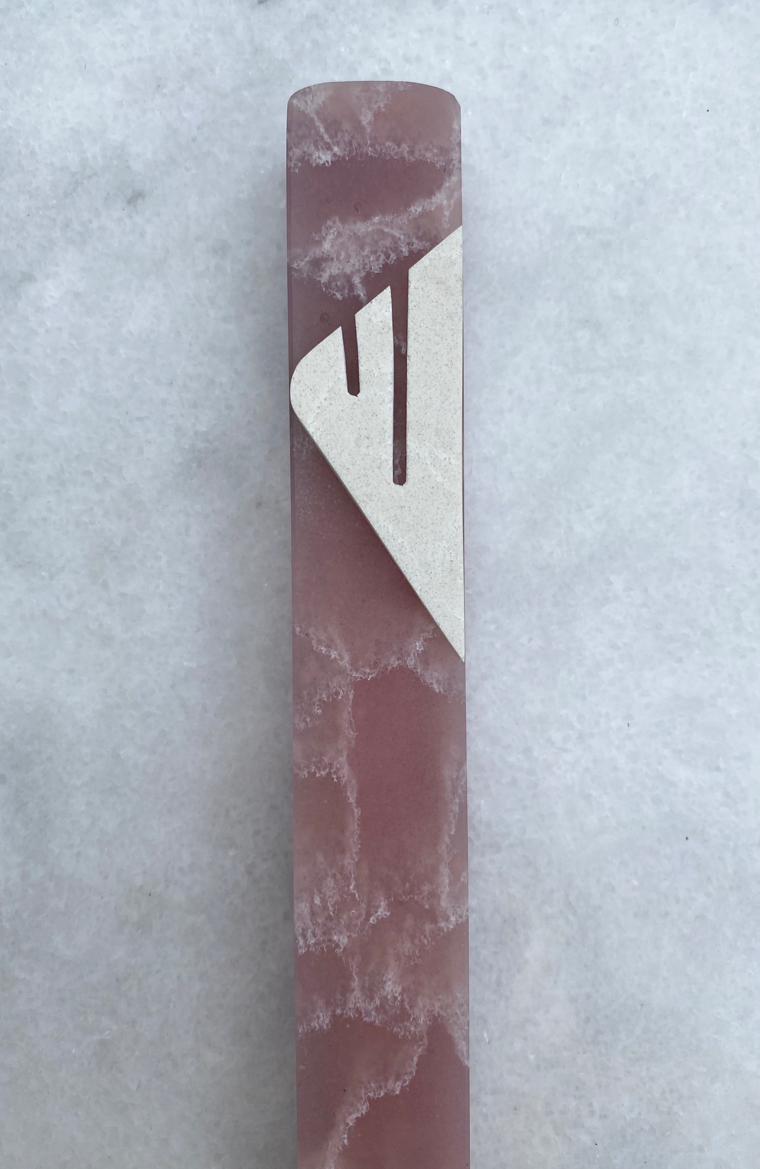 Rose Pink Quartz Mezuzah | Cream White Shin