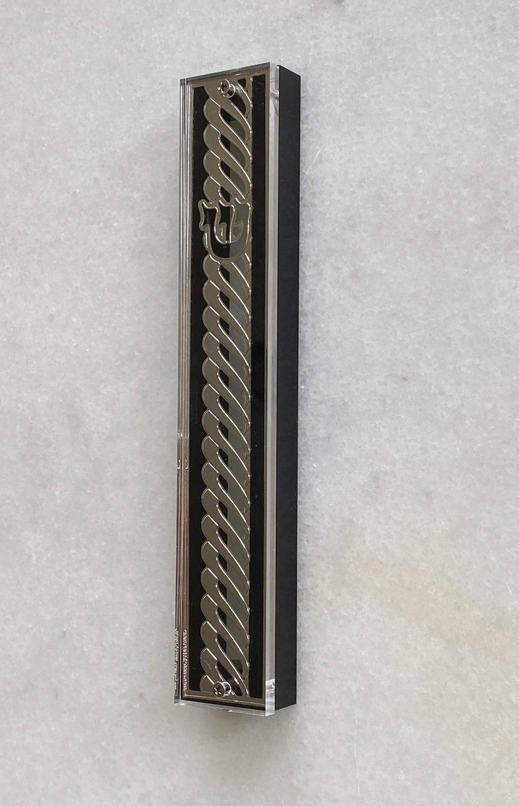 Acrylic & Black 24K Silver Plated Mezuzah Swirl