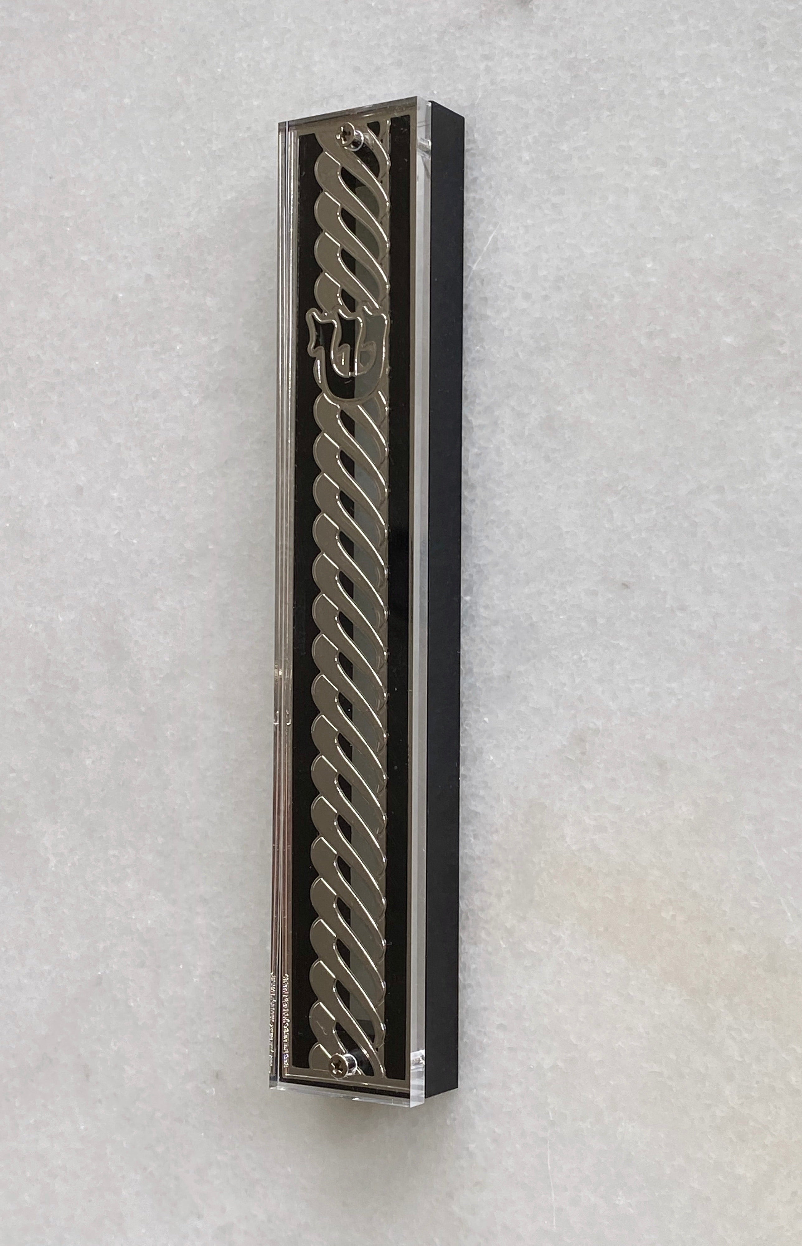 Acrylic & Black 24K Silver Plated Mezuzah Swirl