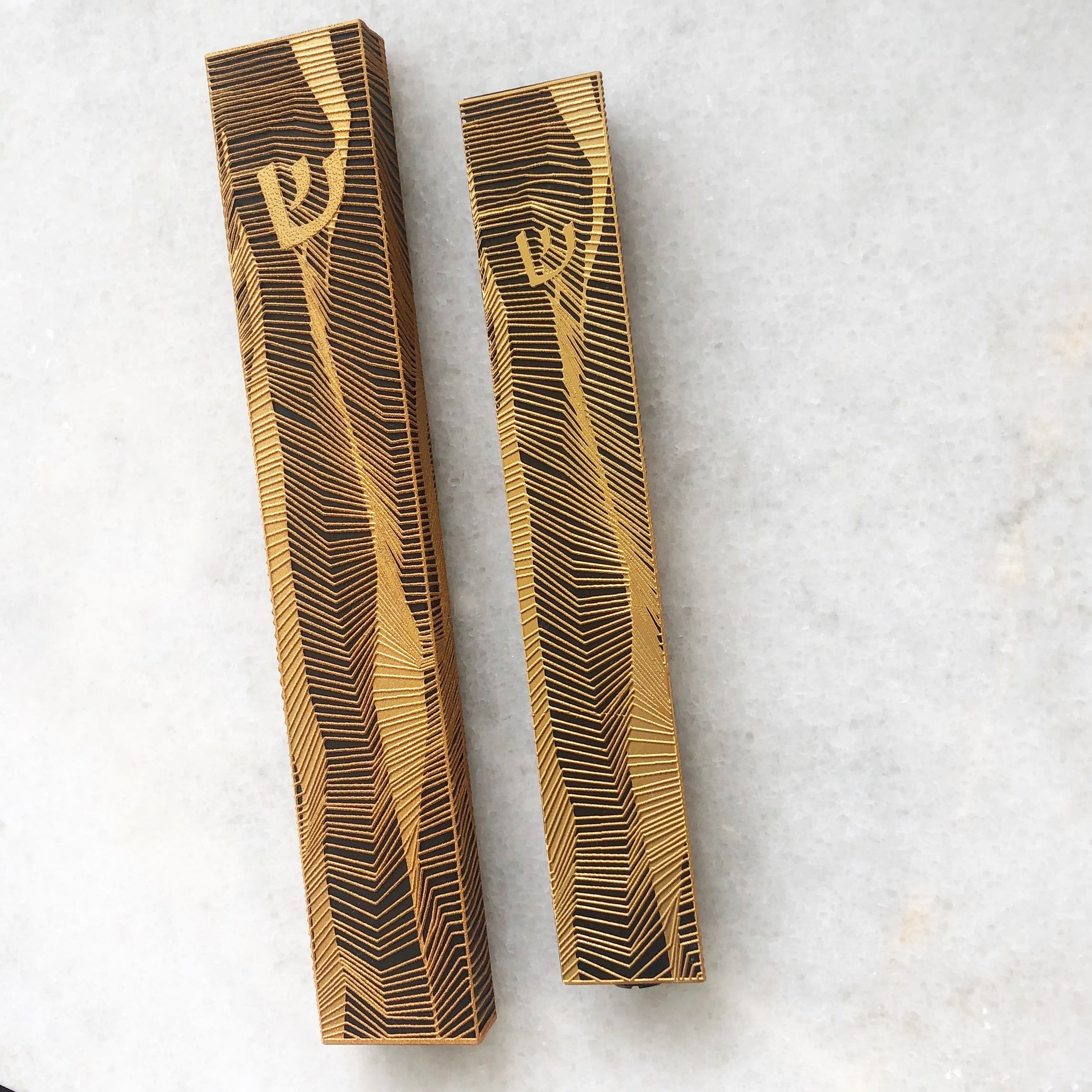 Lines Mezuzah Gold Series Black background