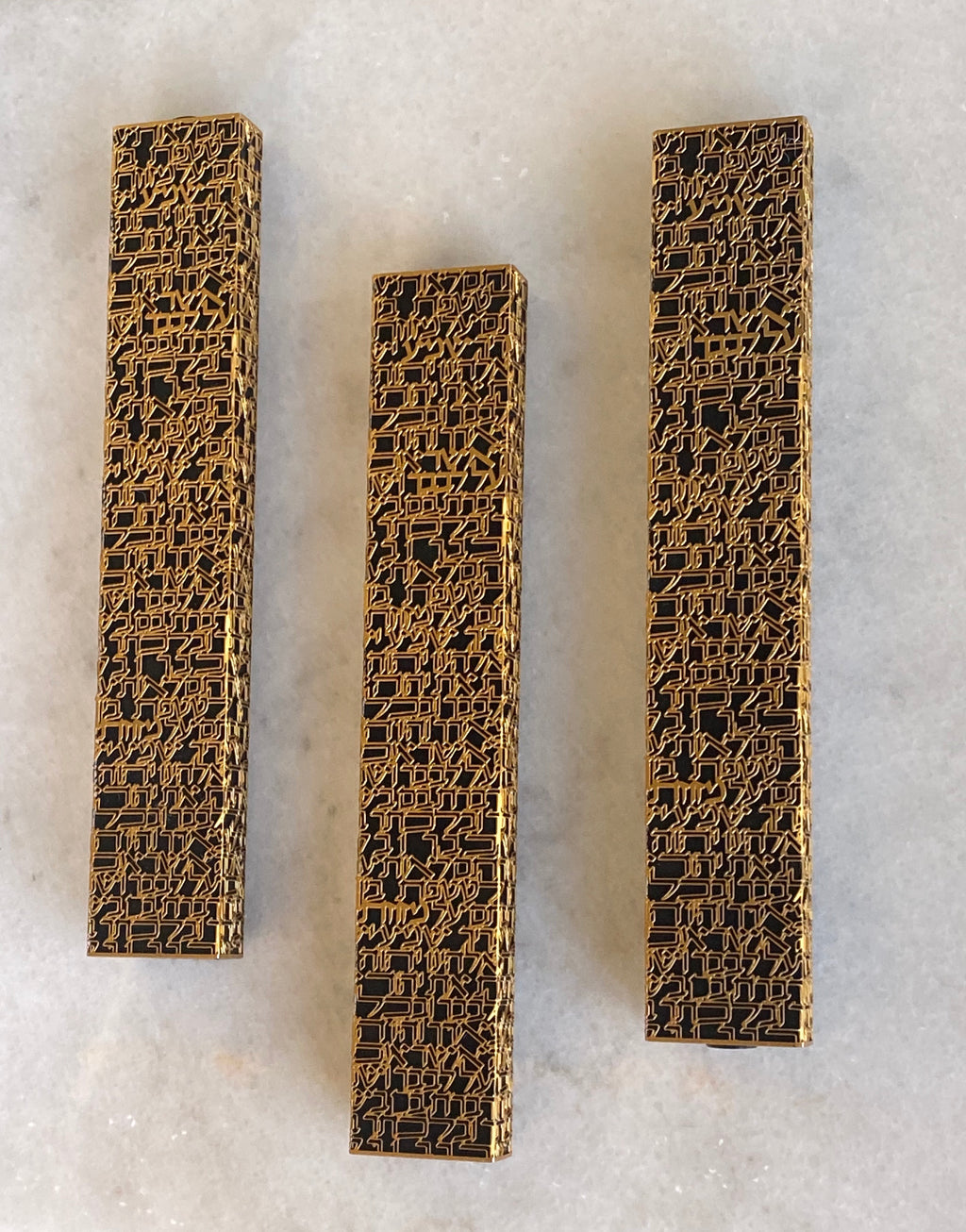 Shema Mezuzah Gold Series Black Background