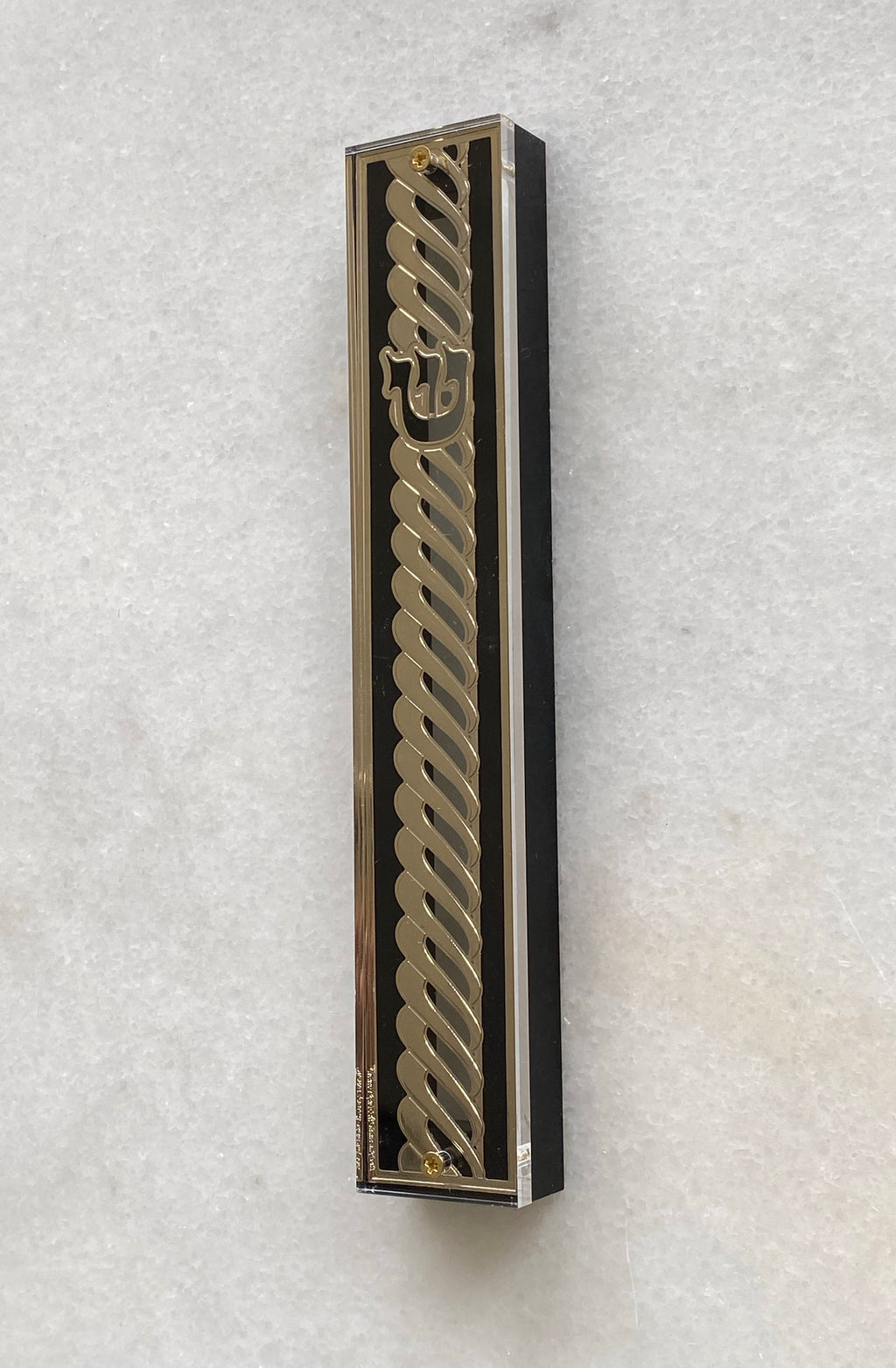 Acrylic & Black 24K Gold Plated Mezuzah Swirl