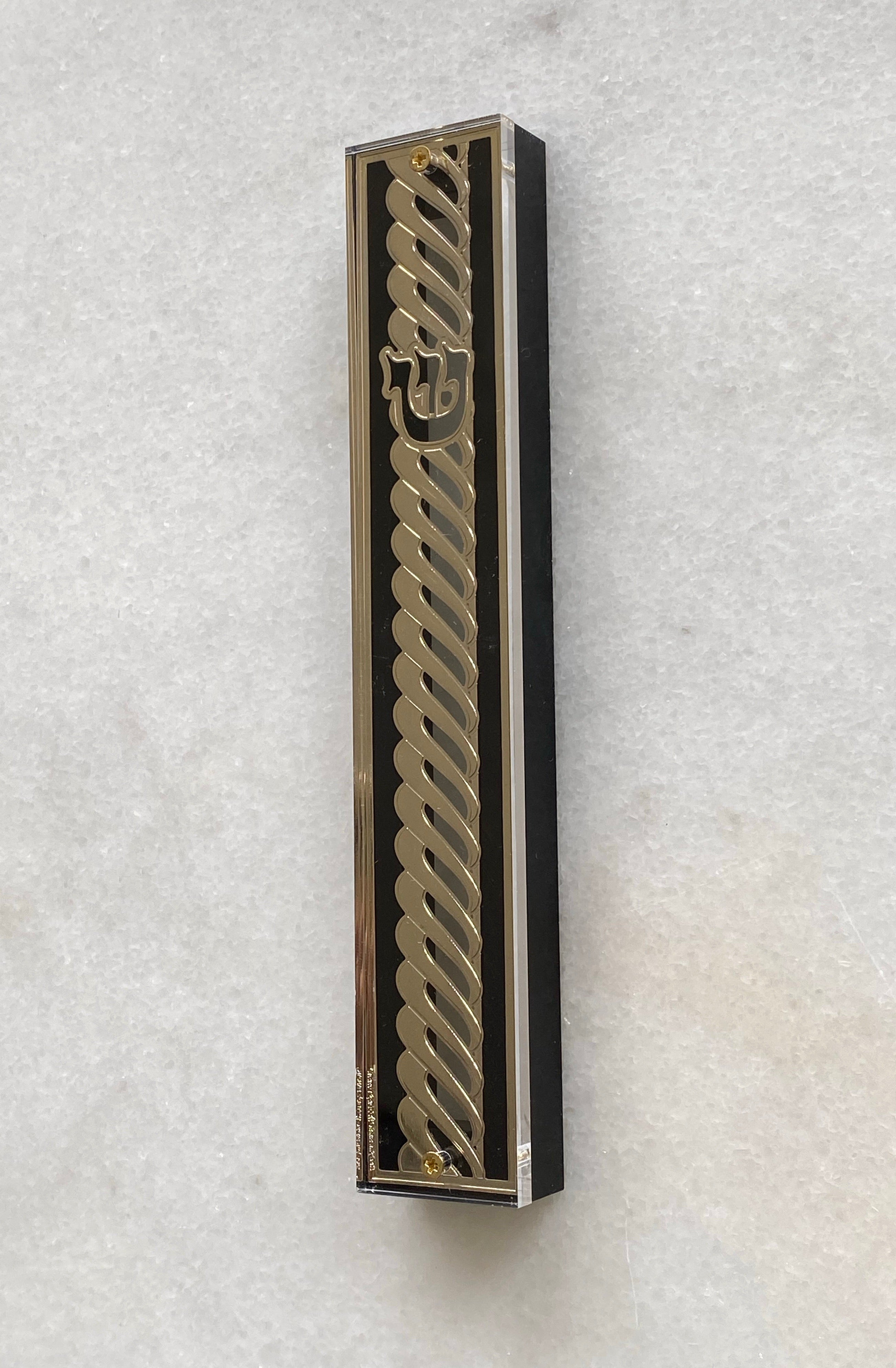 Acrylic & Black 24K Gold Plated Mezuzah Swirl