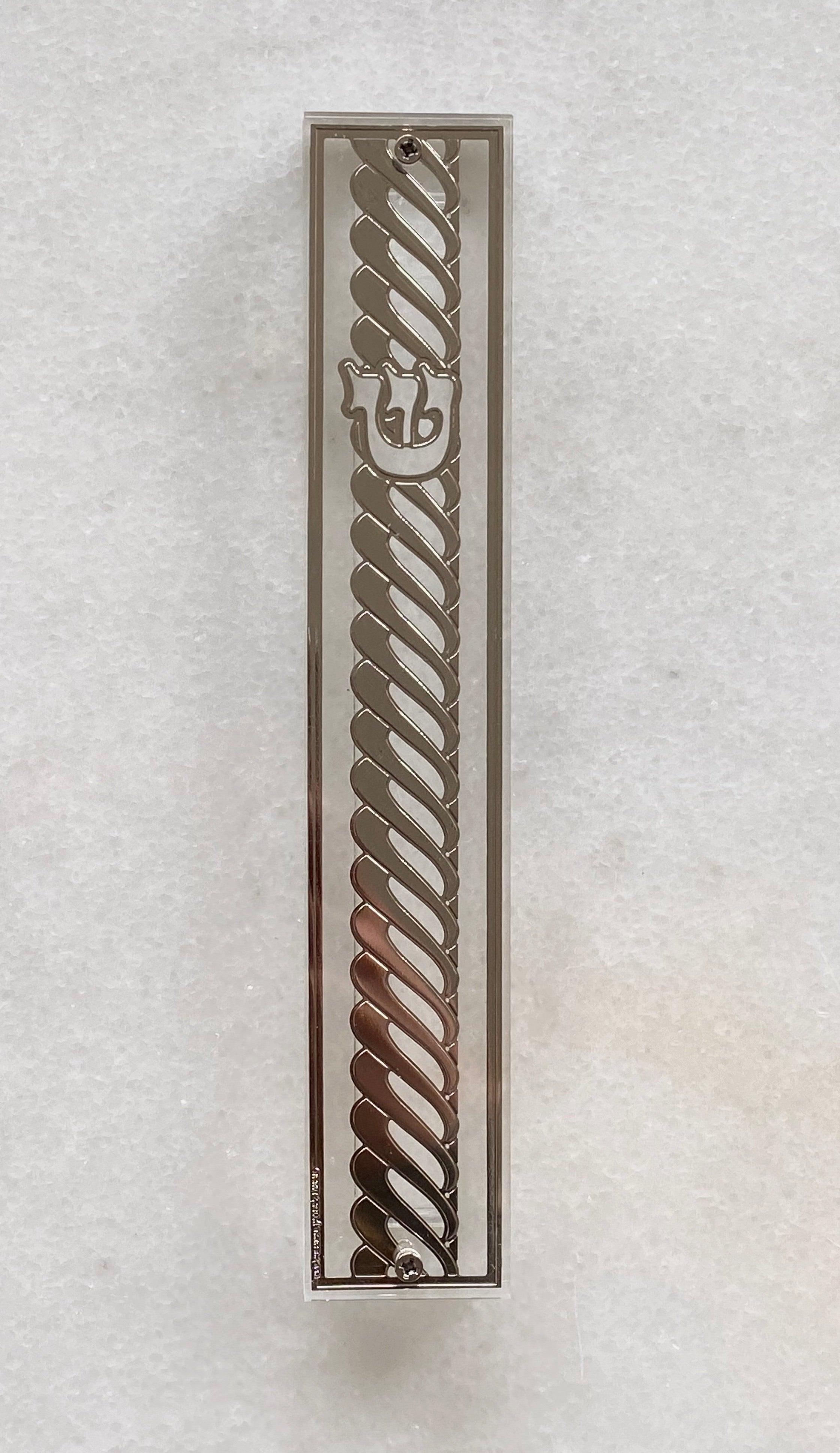 Acrylic 24K Silver Plated Mezuzah Swirl
