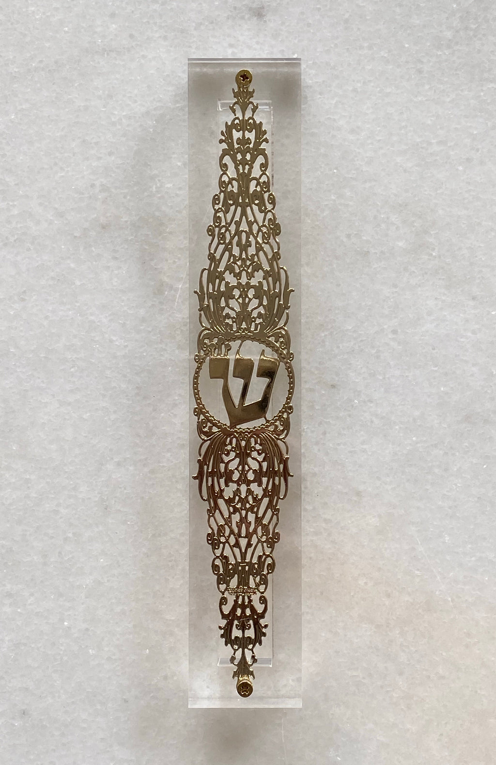 Acrylic 24K Gold Plated Mezuzah Ornate