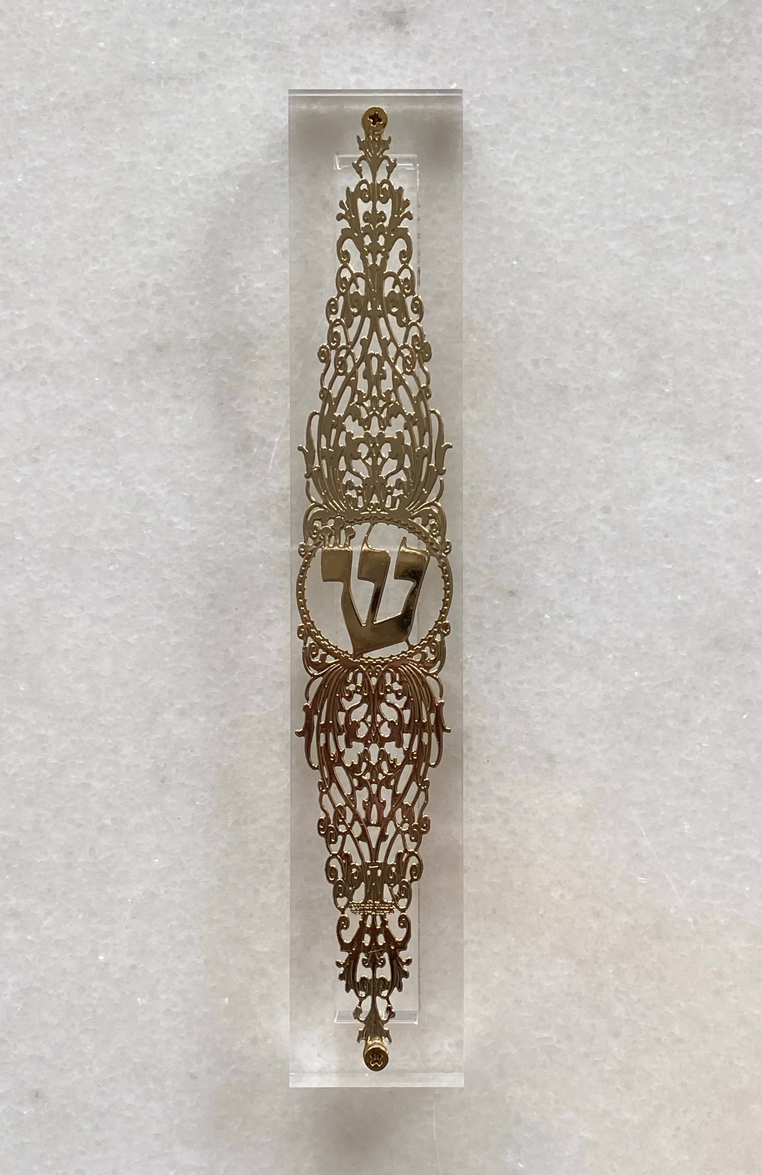 Acrylic 24K Gold Plated Mezuzah Ornate