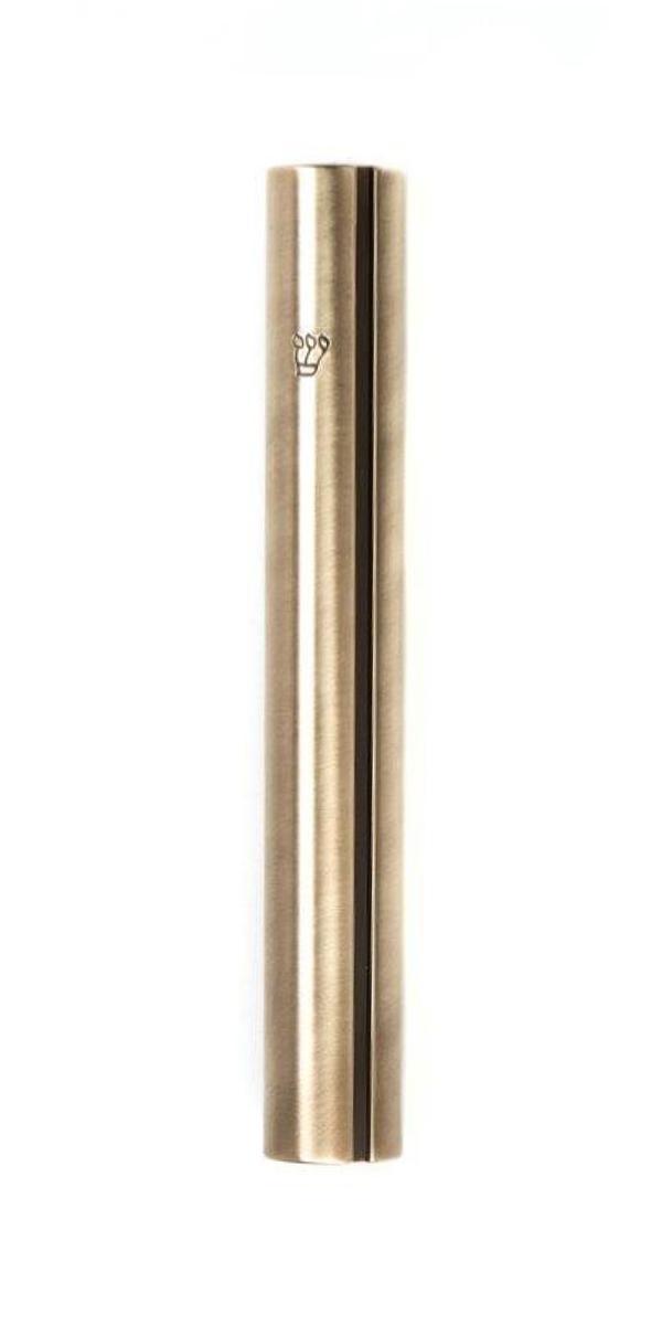 Round Mezuzah with Slot & Engraved Shin | Brass