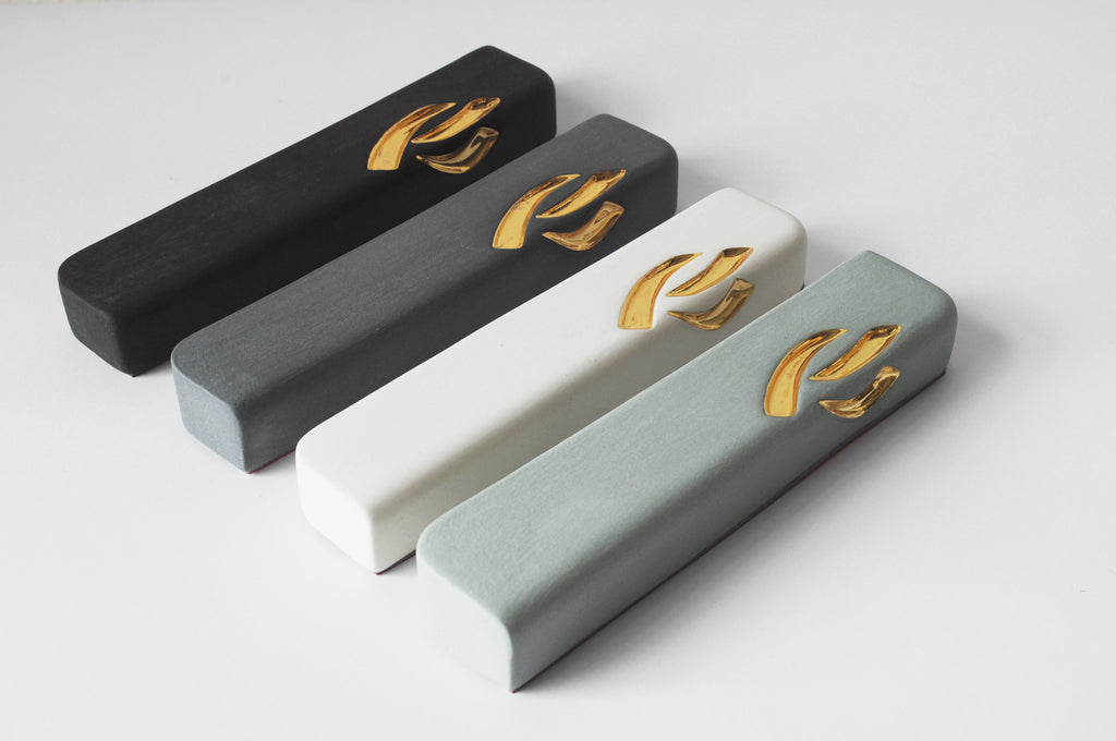 Ceramic Mezuzah with 24K Gold Shin