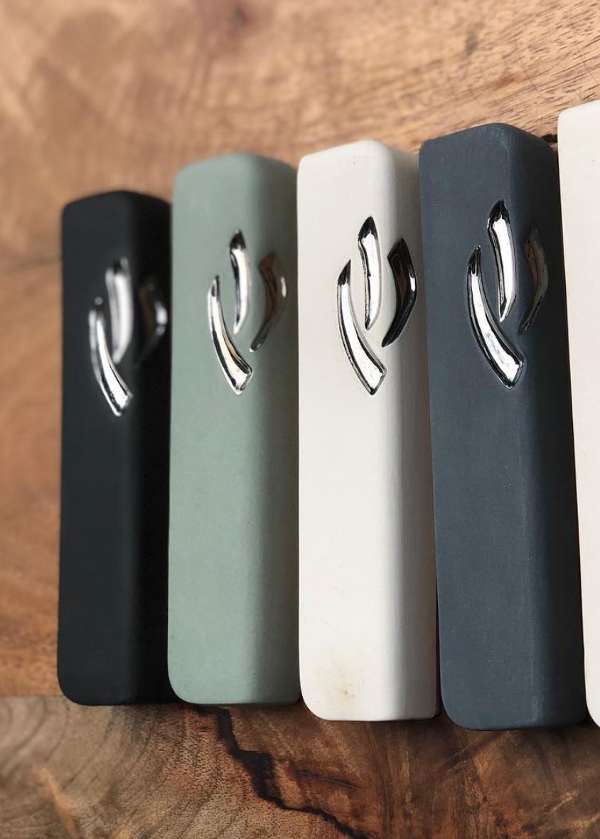 Ceramic Mezuzah with Silver Shin