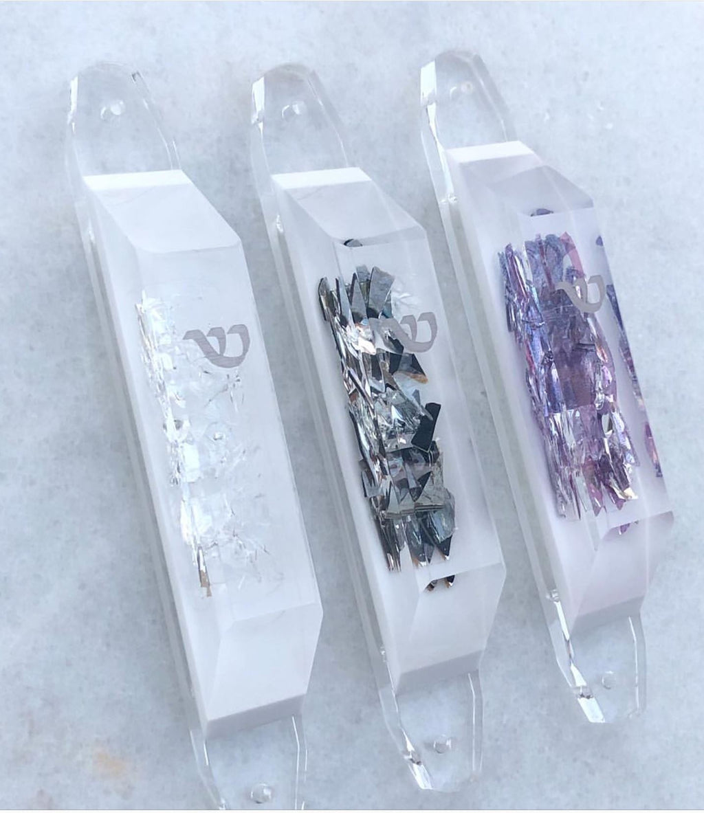 Lucite Wedding Glass Mezuzah